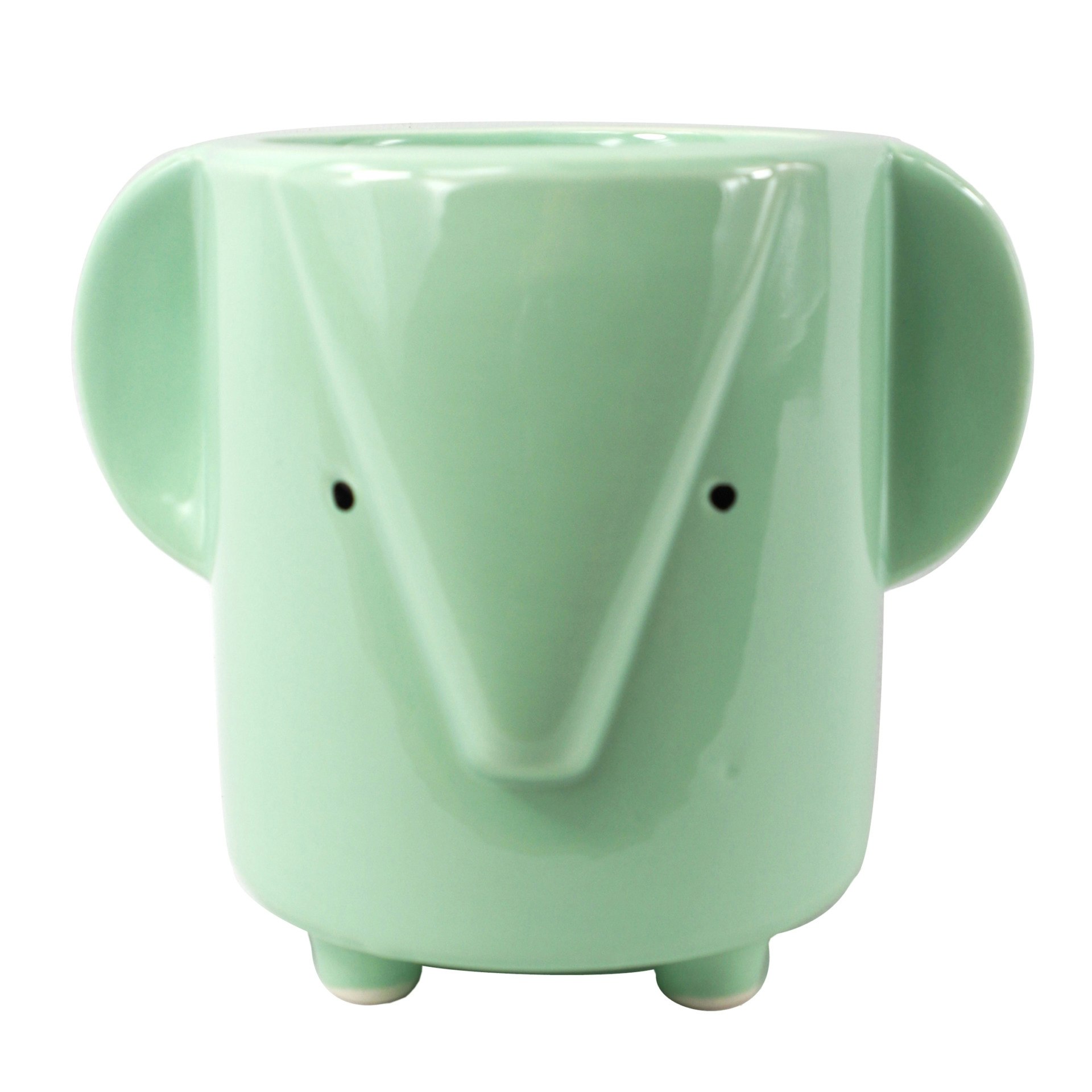 Leaf Blue Ceramic Elephant Planter - 13Cm