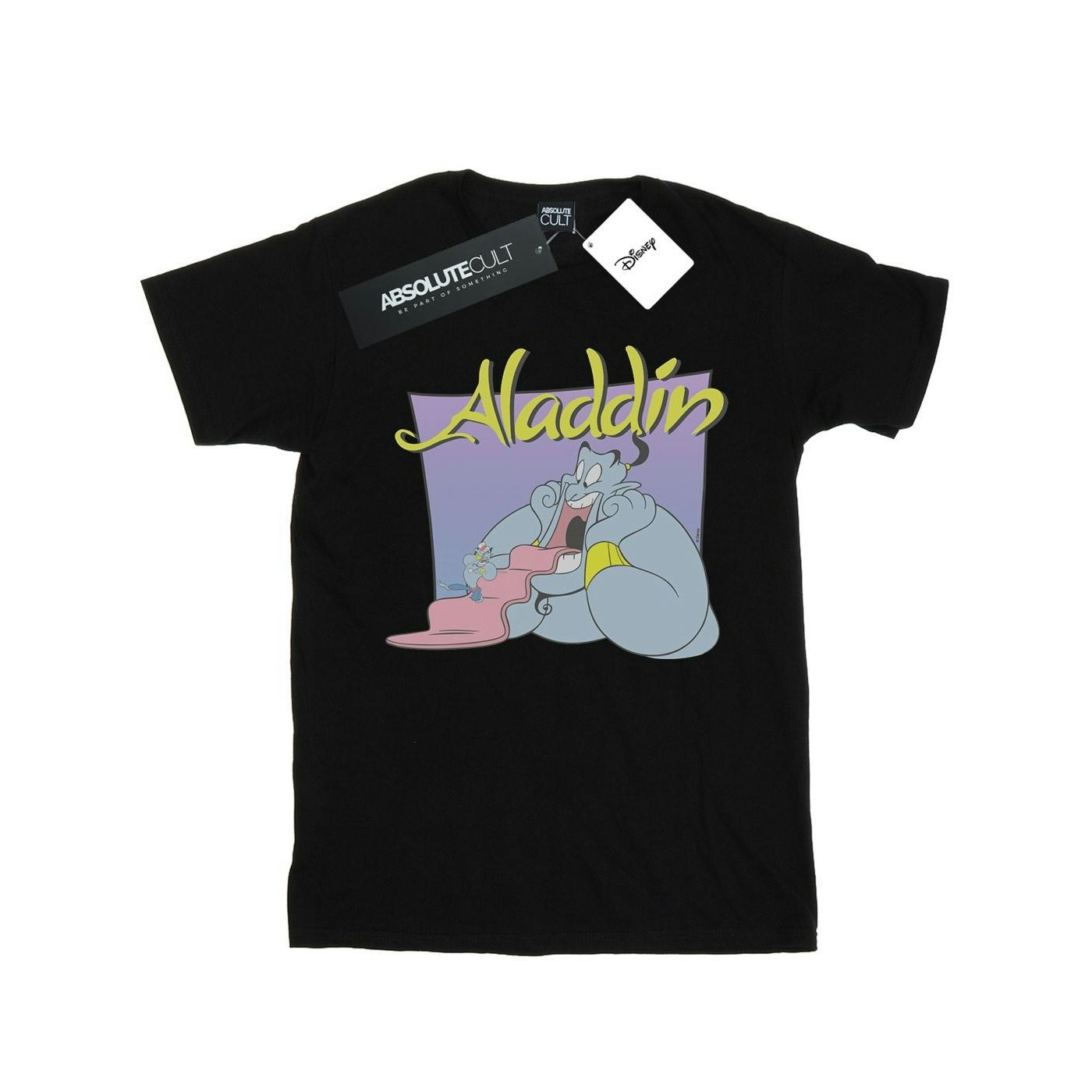 Disney Women's Black / Aladdin Genie Wishing Dude Cotton Boyfriend T-Shirt - 5XL