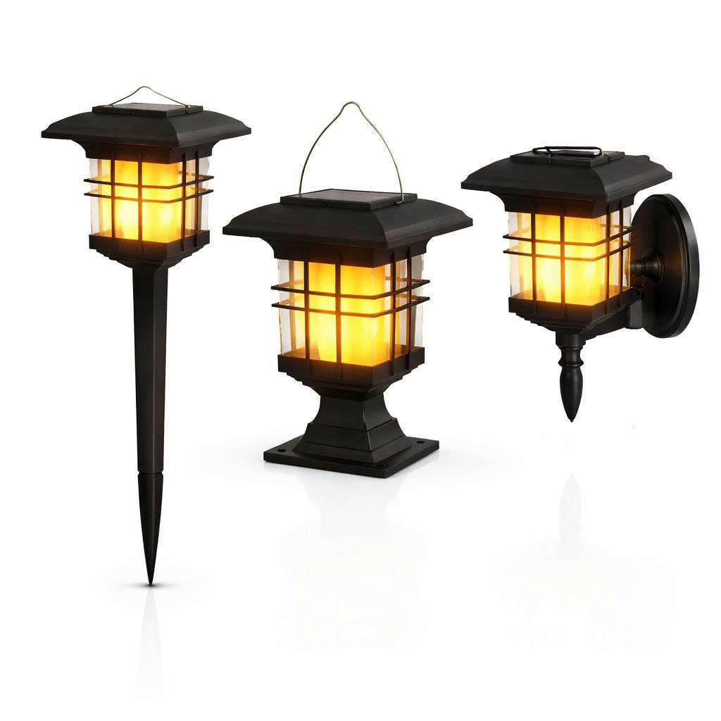 Rackhams Light Solar Lantern – Triple Mount Flicker Flame Led