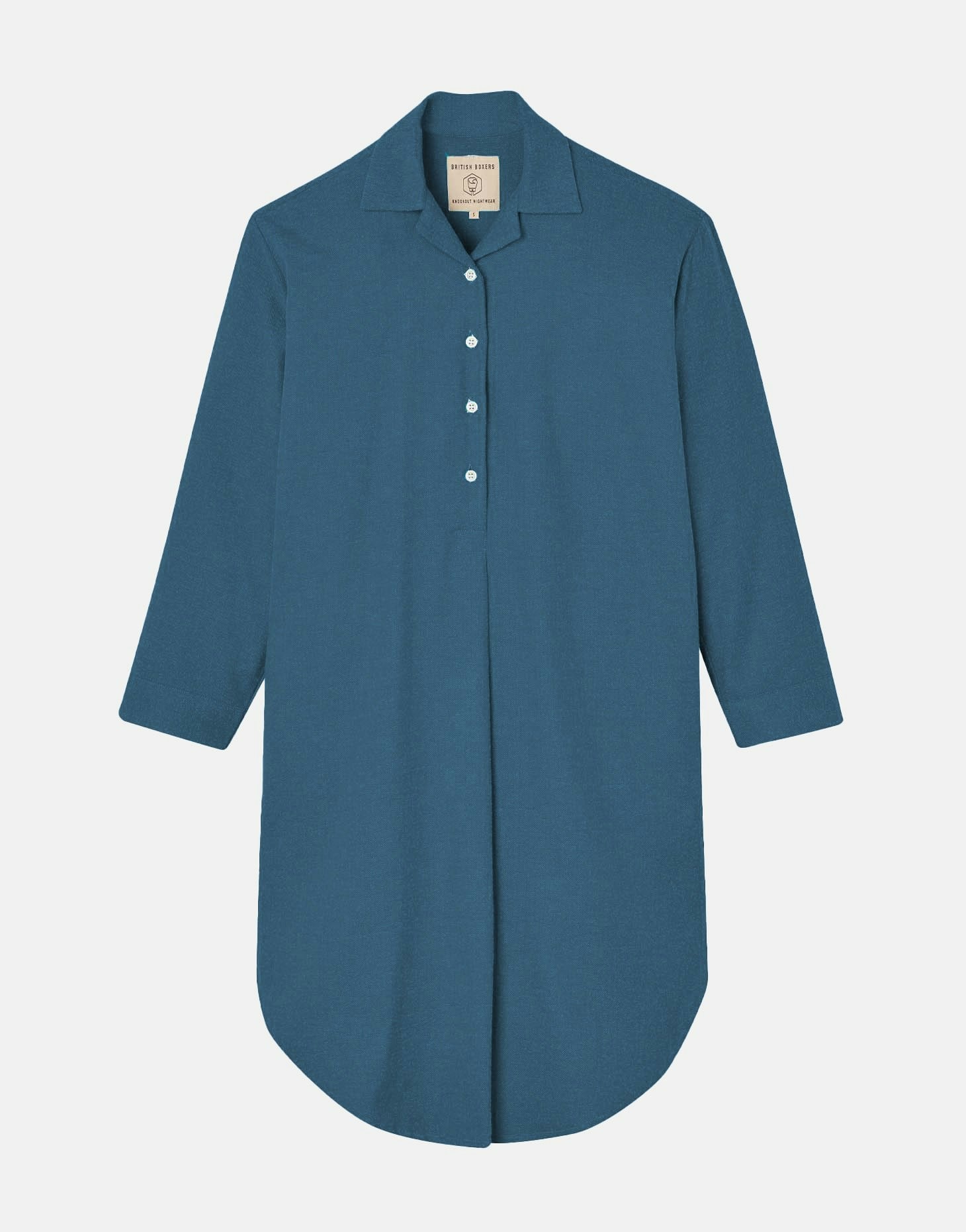 British Boxers Women's Brushed Cotton Nightshirt – Stornoway Herringbone - Medium