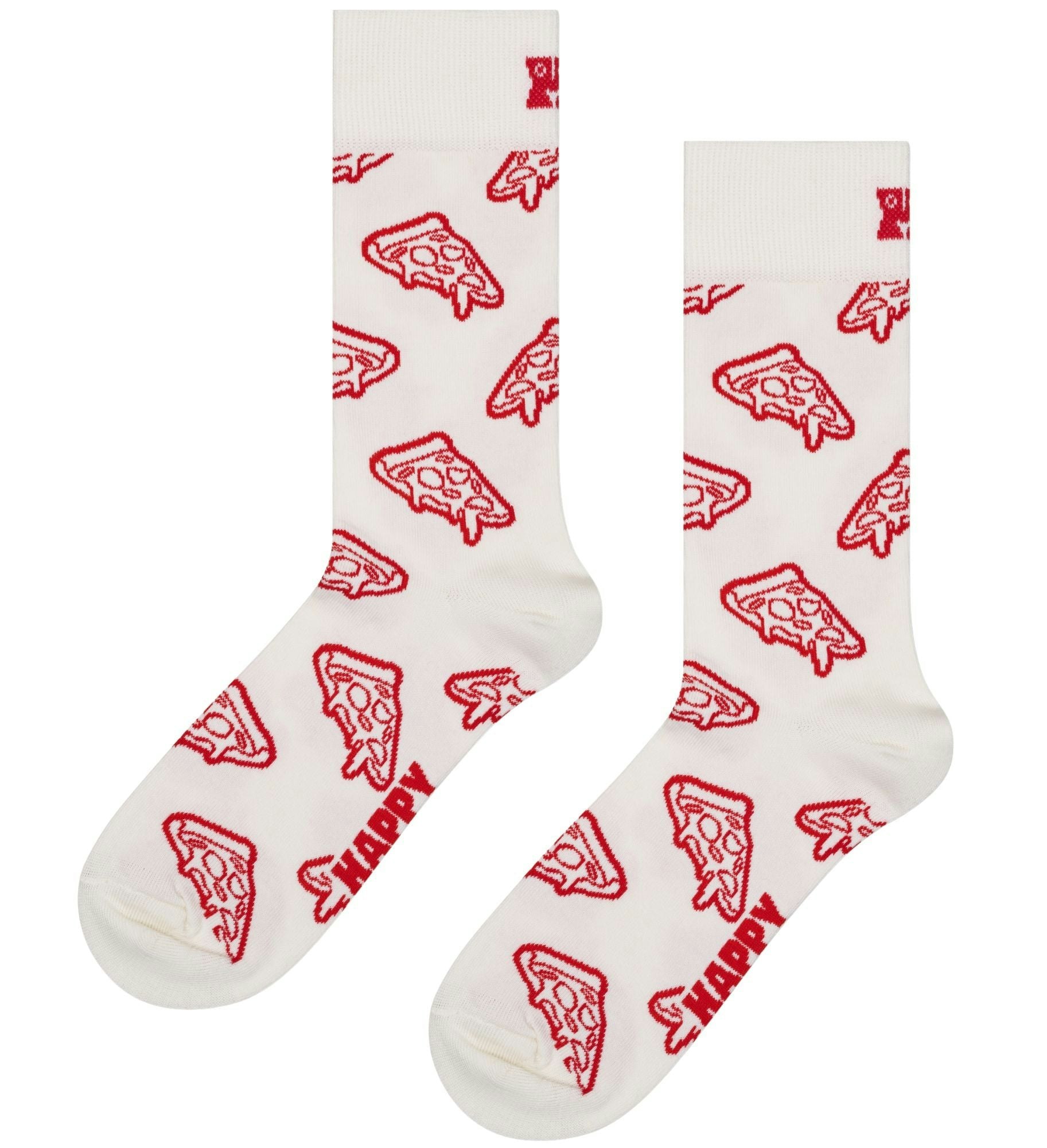 Happy Socks Unisex White Pizza Socks, - Eur 41-46