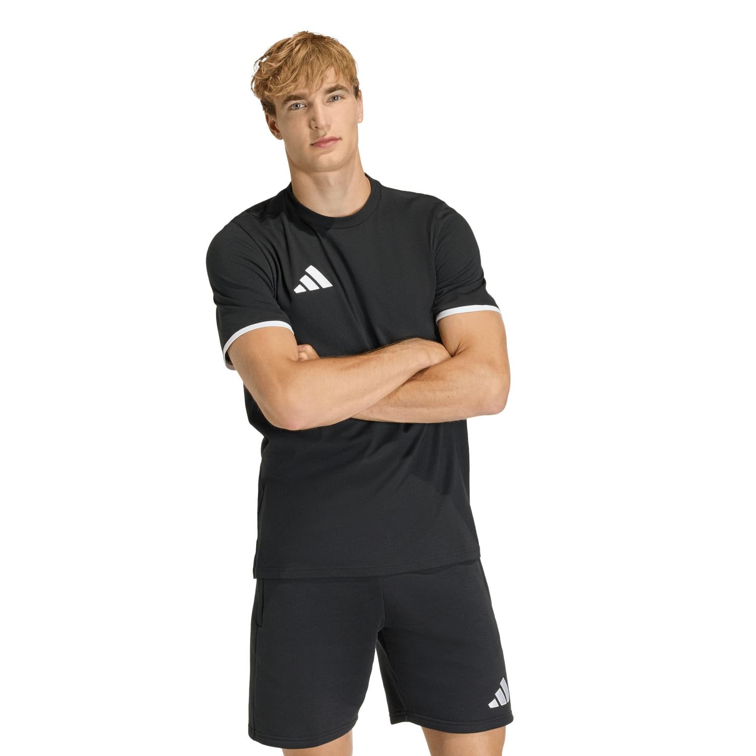 Adidas Men's Black Entrada 26 Cotton T Shirt Crew Tee Jz6675 - M