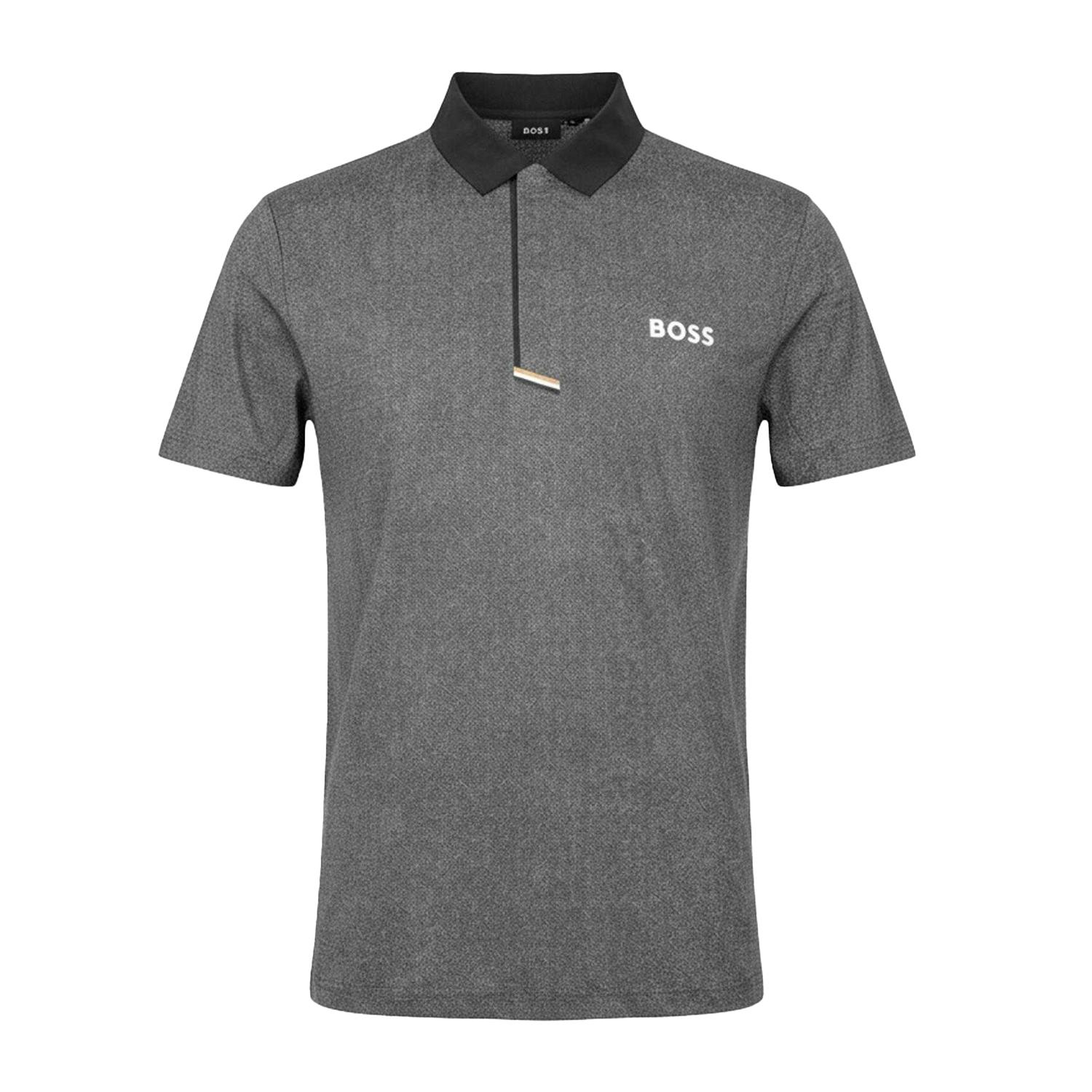 Boss Men's Black Heather Polo Shirt - S - 92% Polyester/8% Elastane