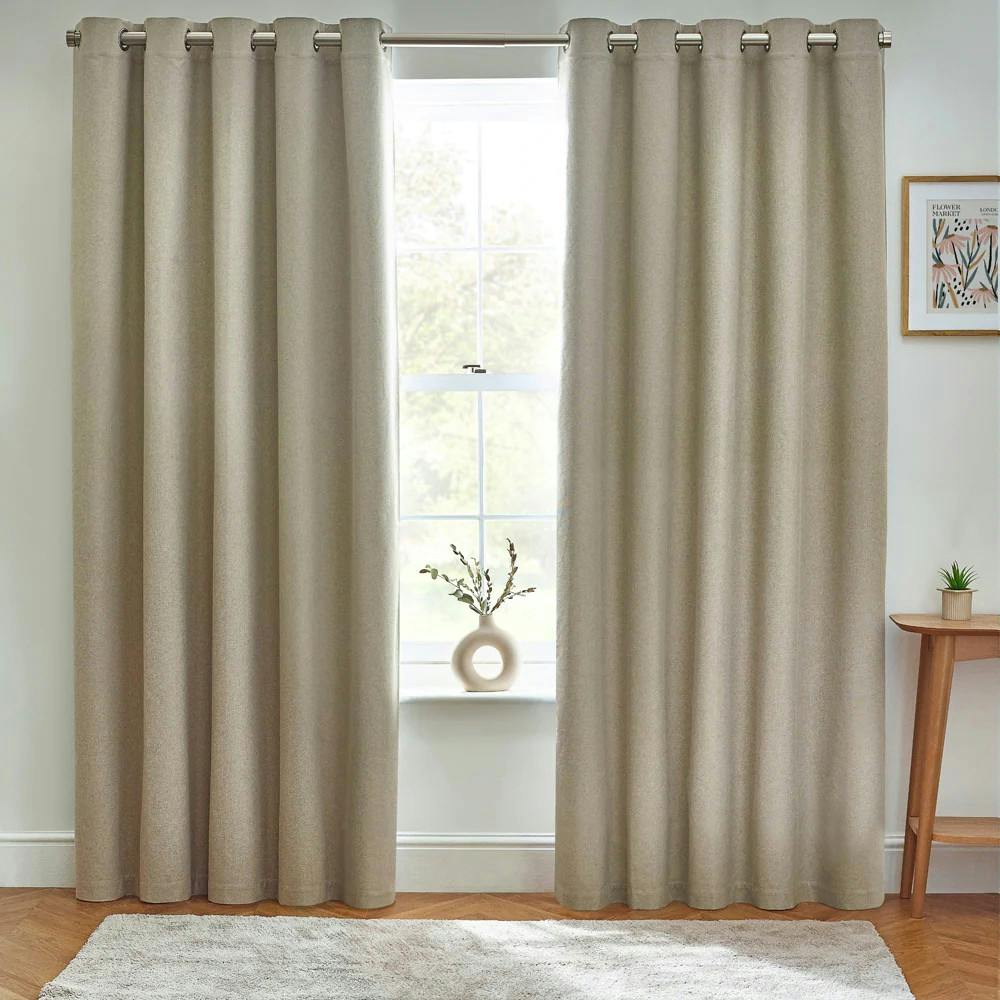 Rackhams Light Dawn Eyelet Curtains - Natural - 66In X 90In - Natural - 100% Polyester