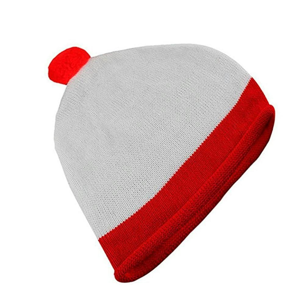 Bristol Novelty Unisex White/Red Adults Bobble Hat - One Size
