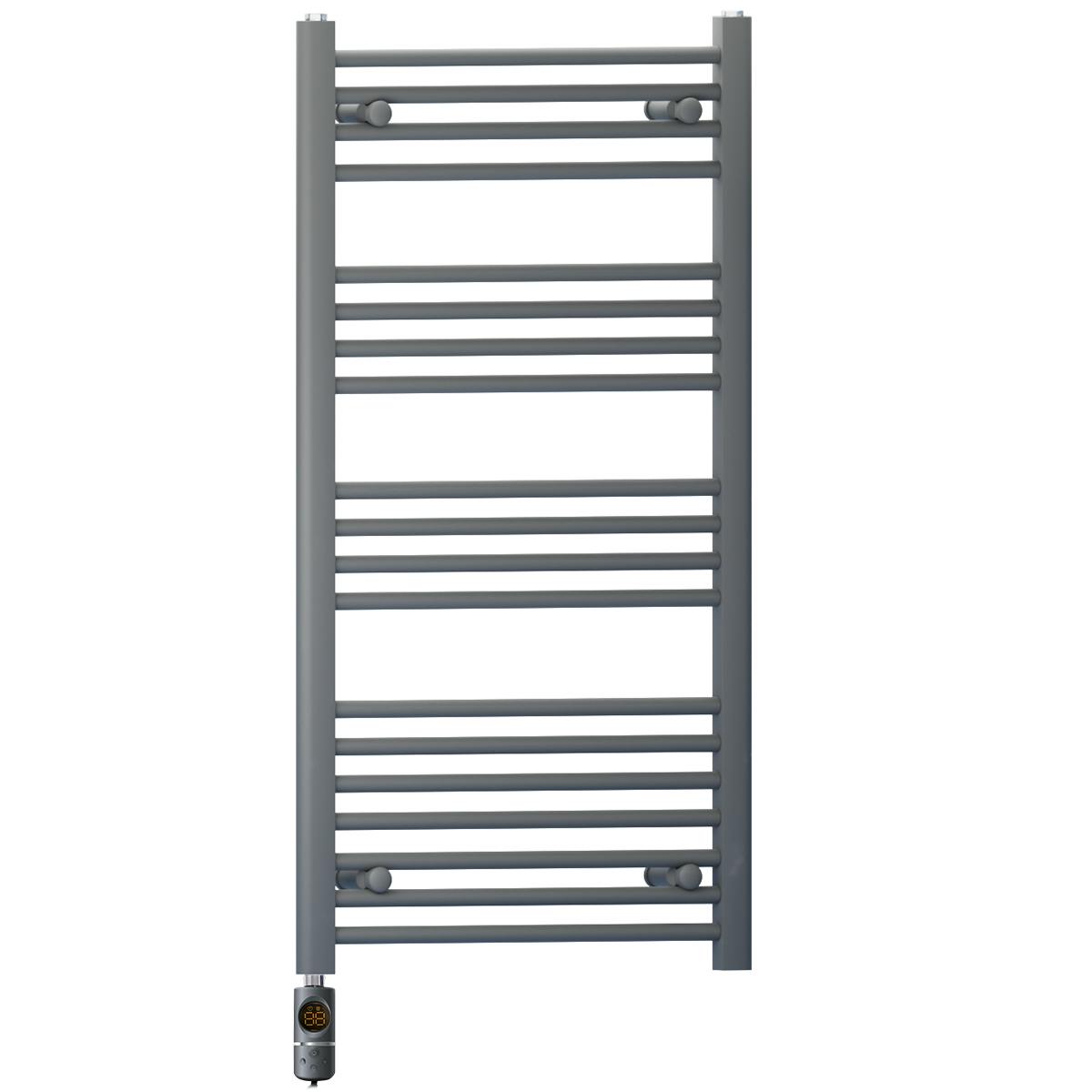 Myhomeware Anthracite/Grey 450 X 1000 Mm Electric Bathroom Towel Rail Radiator Heater With Af Thermostatic Electric Element Pre-Filled