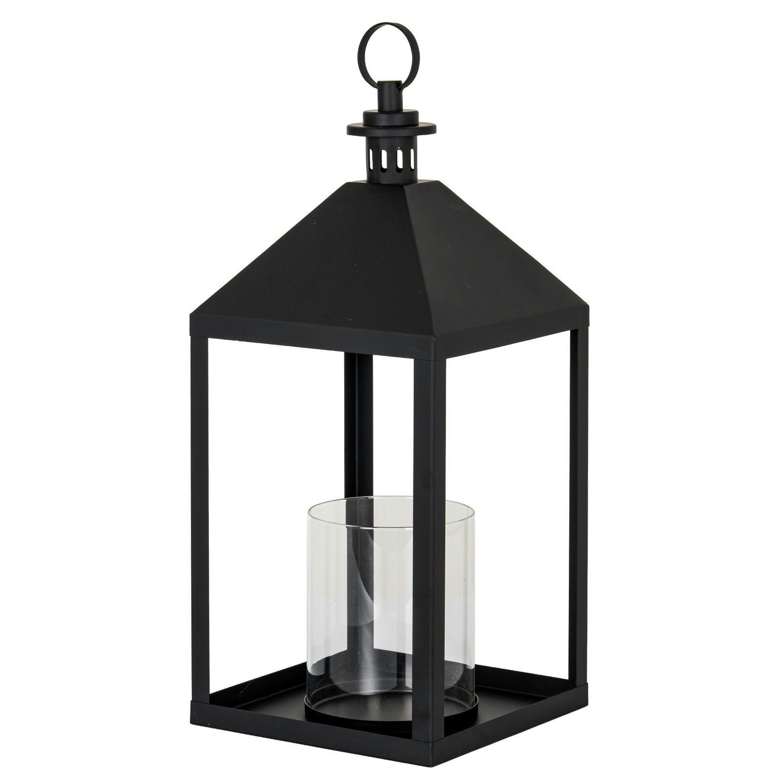 Rackhams Black Astral Glass Lantern Candle Holder - 38Cm X 17Cm X 17Cm - 100% Mixed