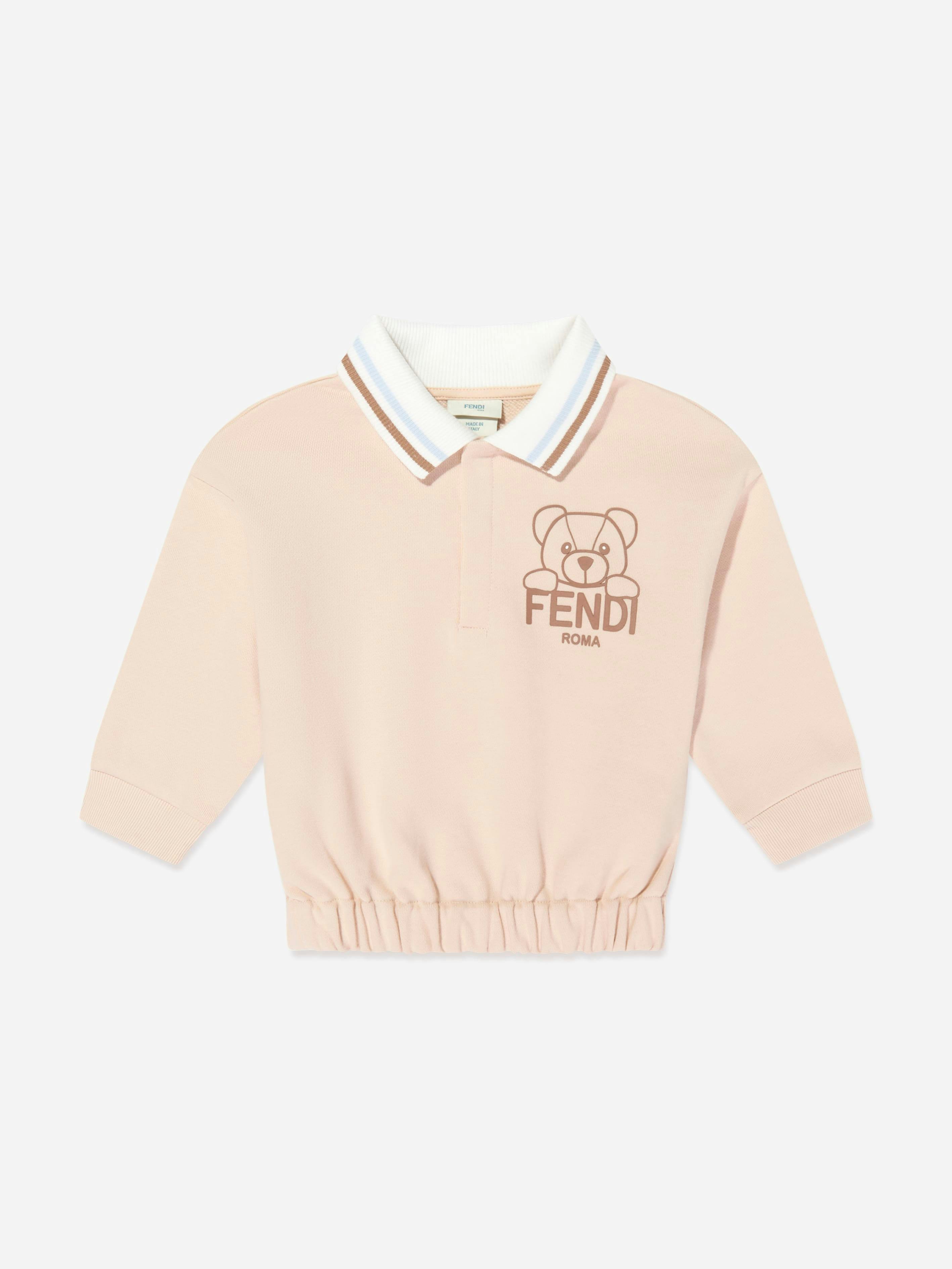 Fendi Kids Boys Beige Fendi Baby Bear Logo Sweatshirt In - 18 Months