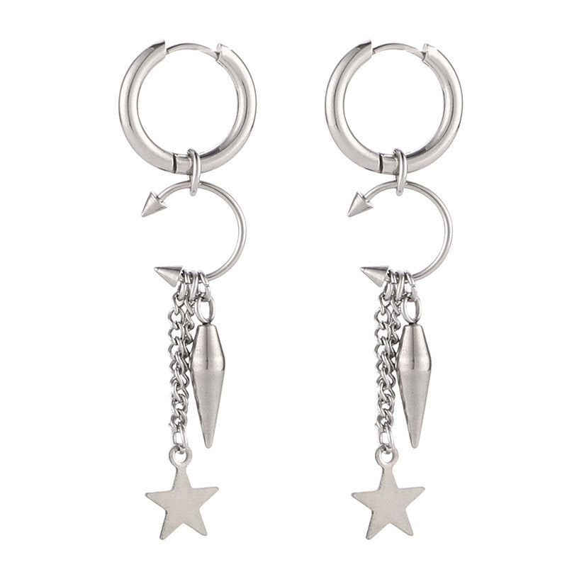 Luxe Tones Aelin Statement Dangle Star Charm Hoop Earrings