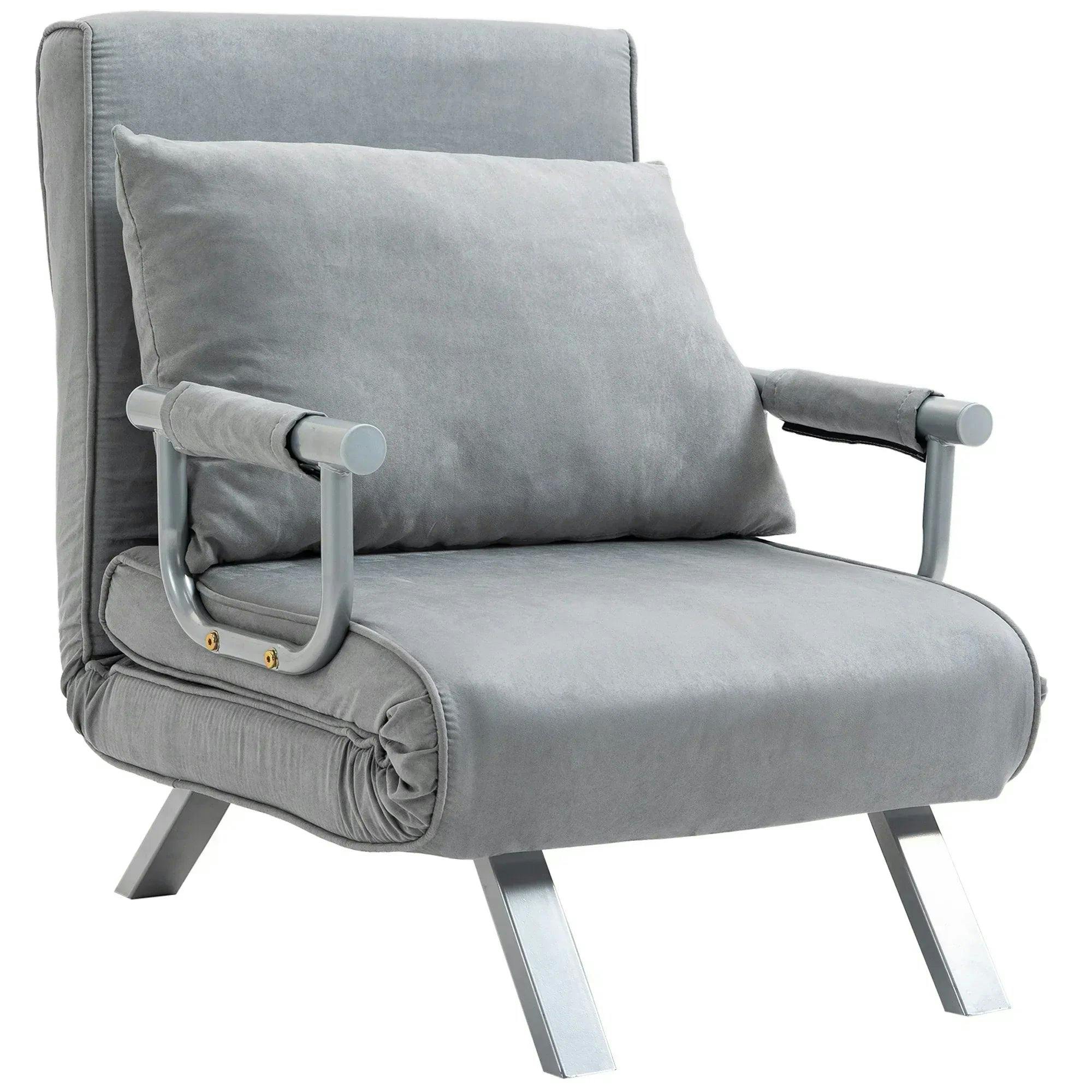 Rackhams Grey/Light Suedette Adjustable Back Futon Sofa Chair - Image 5