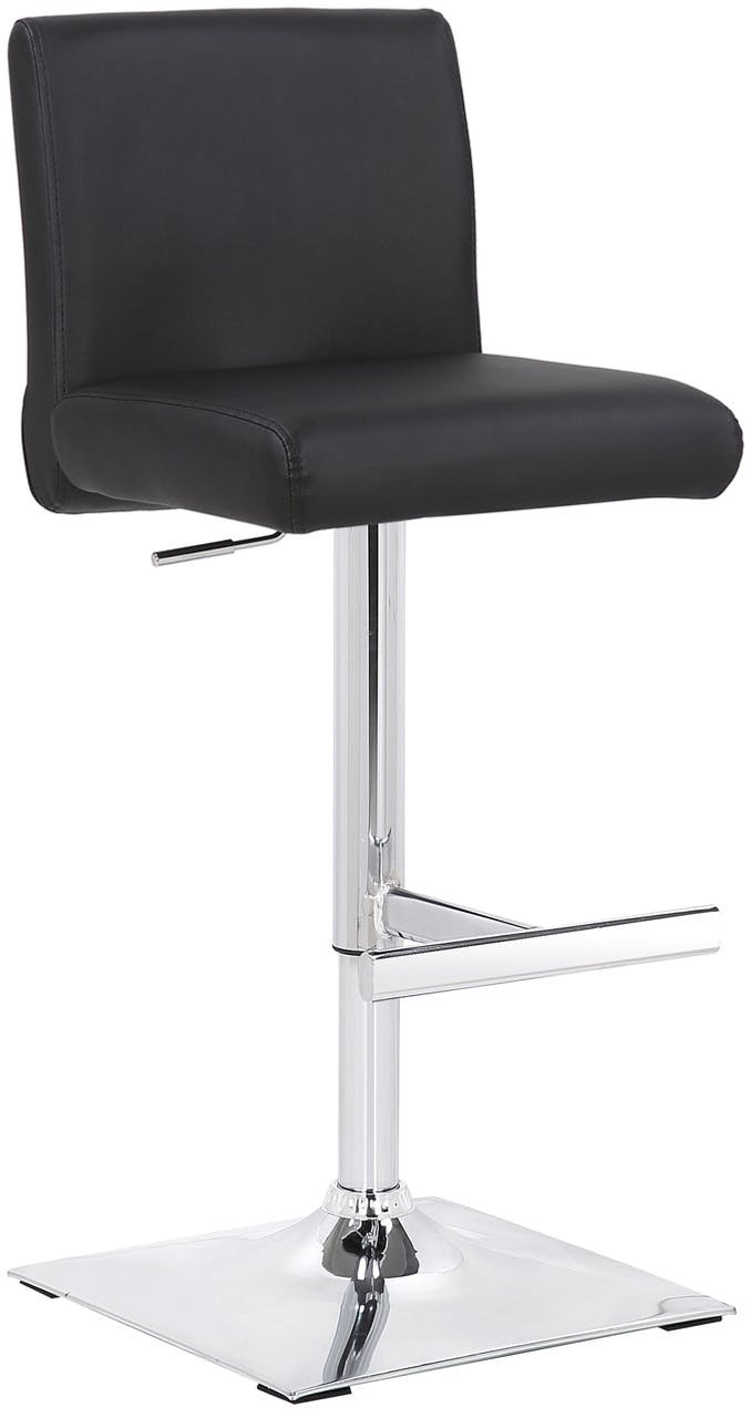 Rackhams Black Snella Breakfast Bar Stool, Chrome Footrest, Height Adjustable Swivel Gas Lift, Home Bar & Kitchen Faux-Leather Barstool,