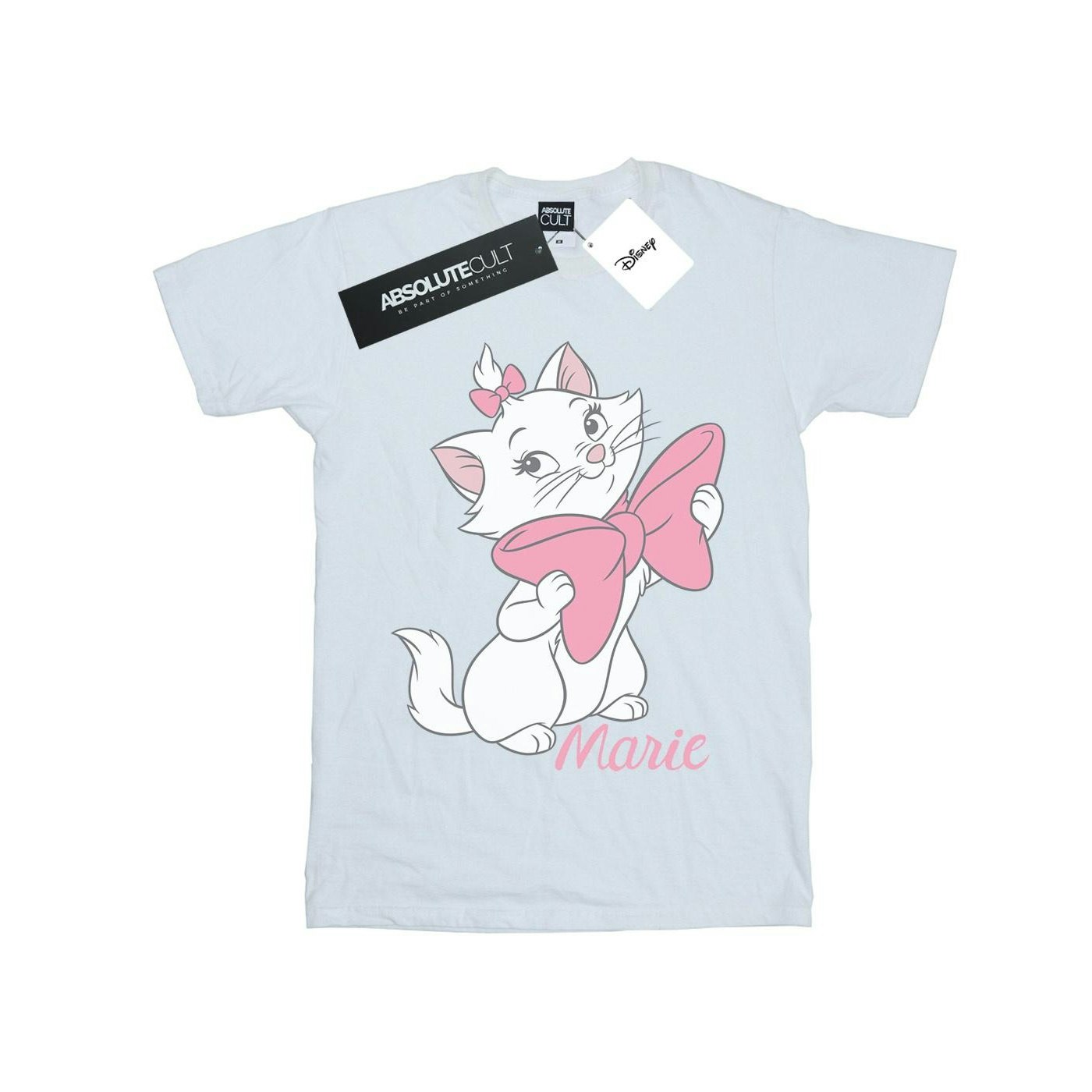Disney Women's White / Aristocats Marie Bow Cotton Boyfriend T-Shirt - 4XL