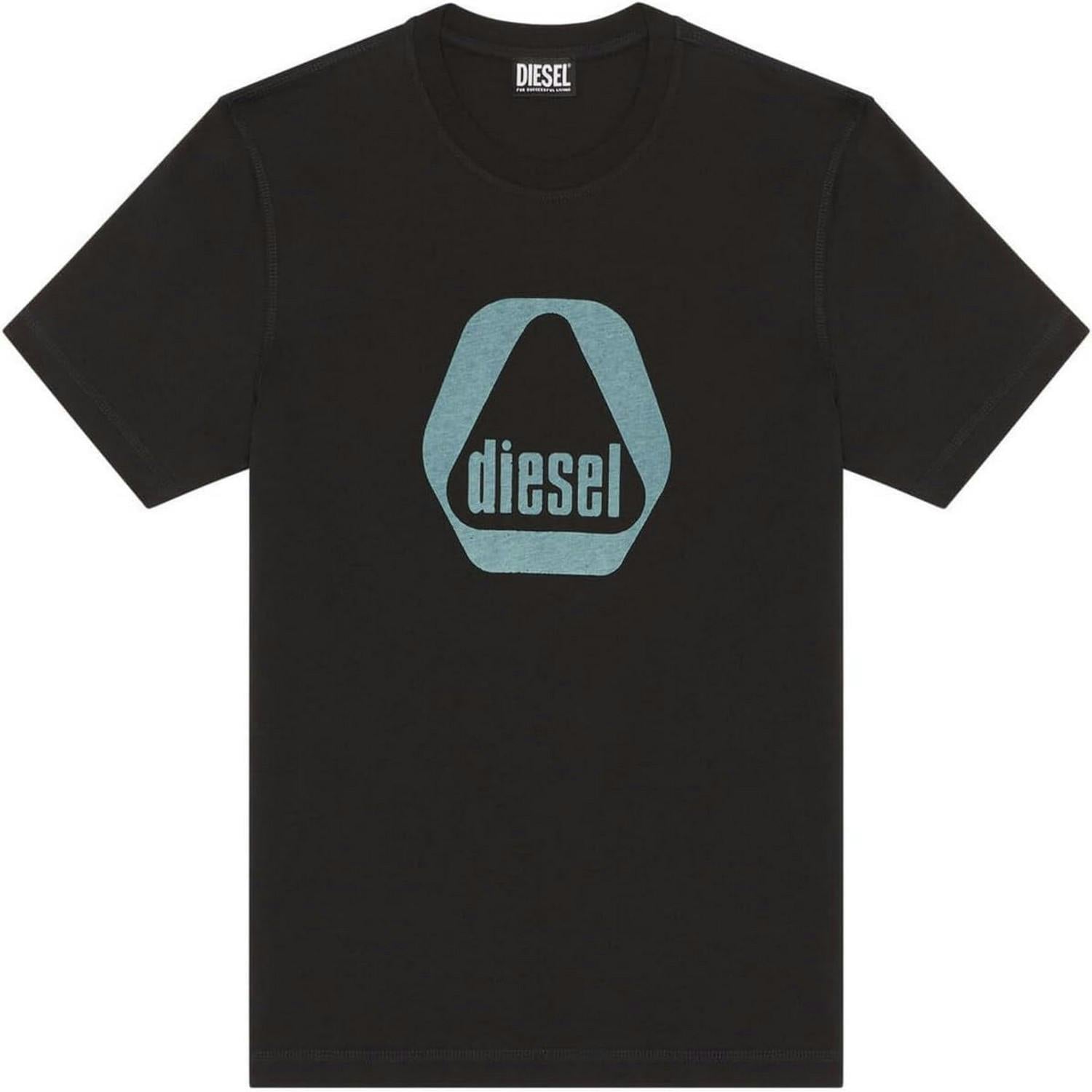 Diesel Men's Black Triangle Logo T-Shirt - S - 100% Cotton
