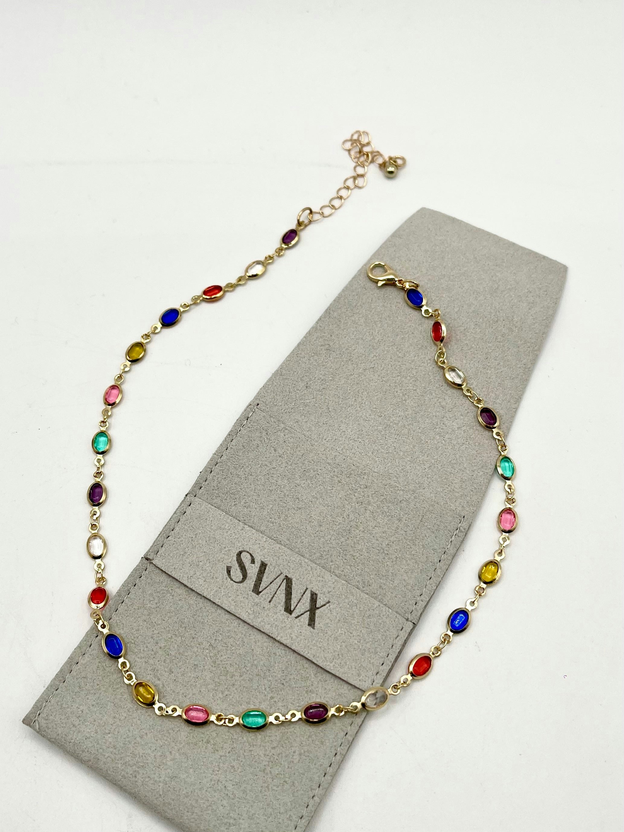 Svnx Gold Multicolour Oval Chain Necklace - One Size - Multi