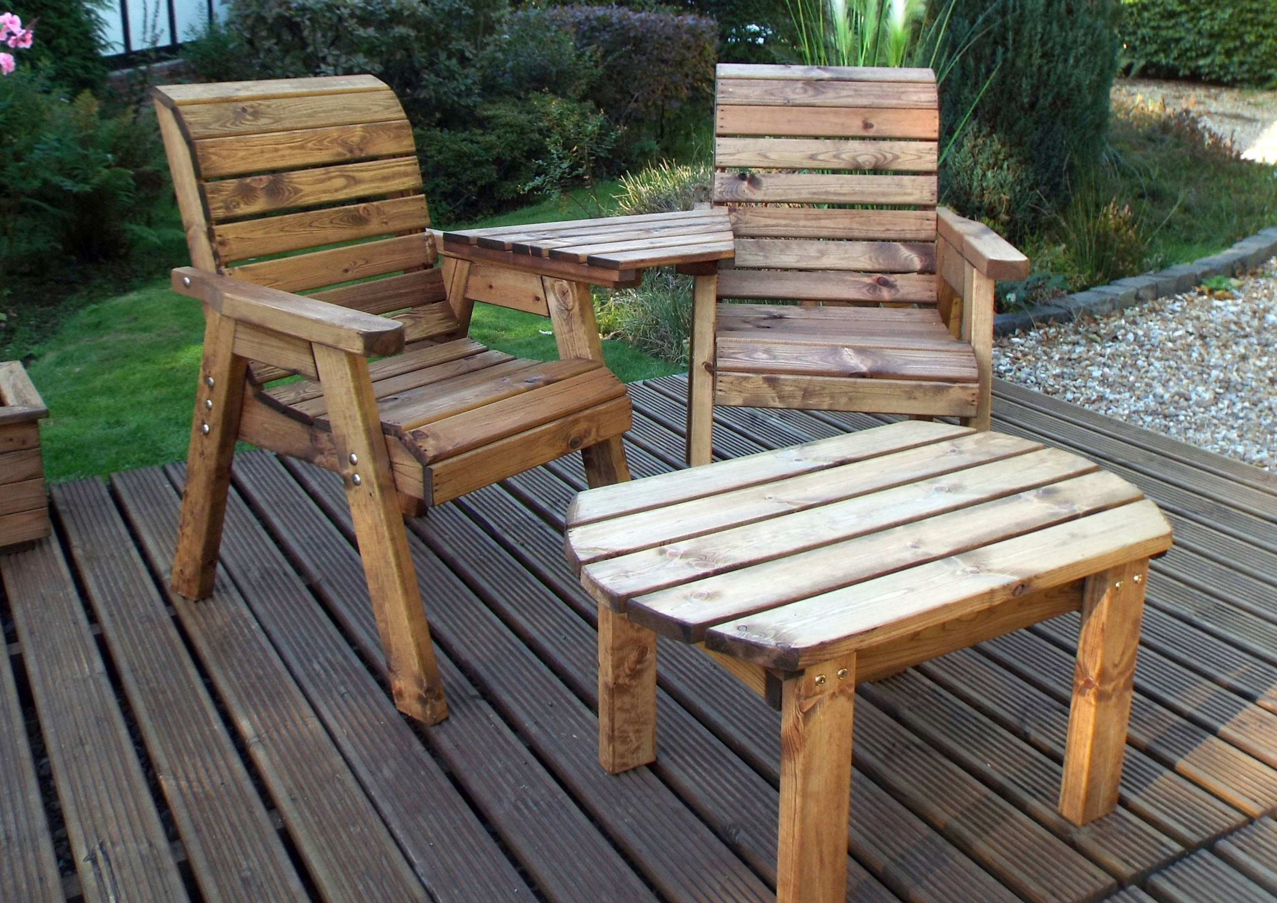 Rackhams Hand Made 2 Seater Chunky Rustic Wooden Furniture Love Seat With Tray & Table