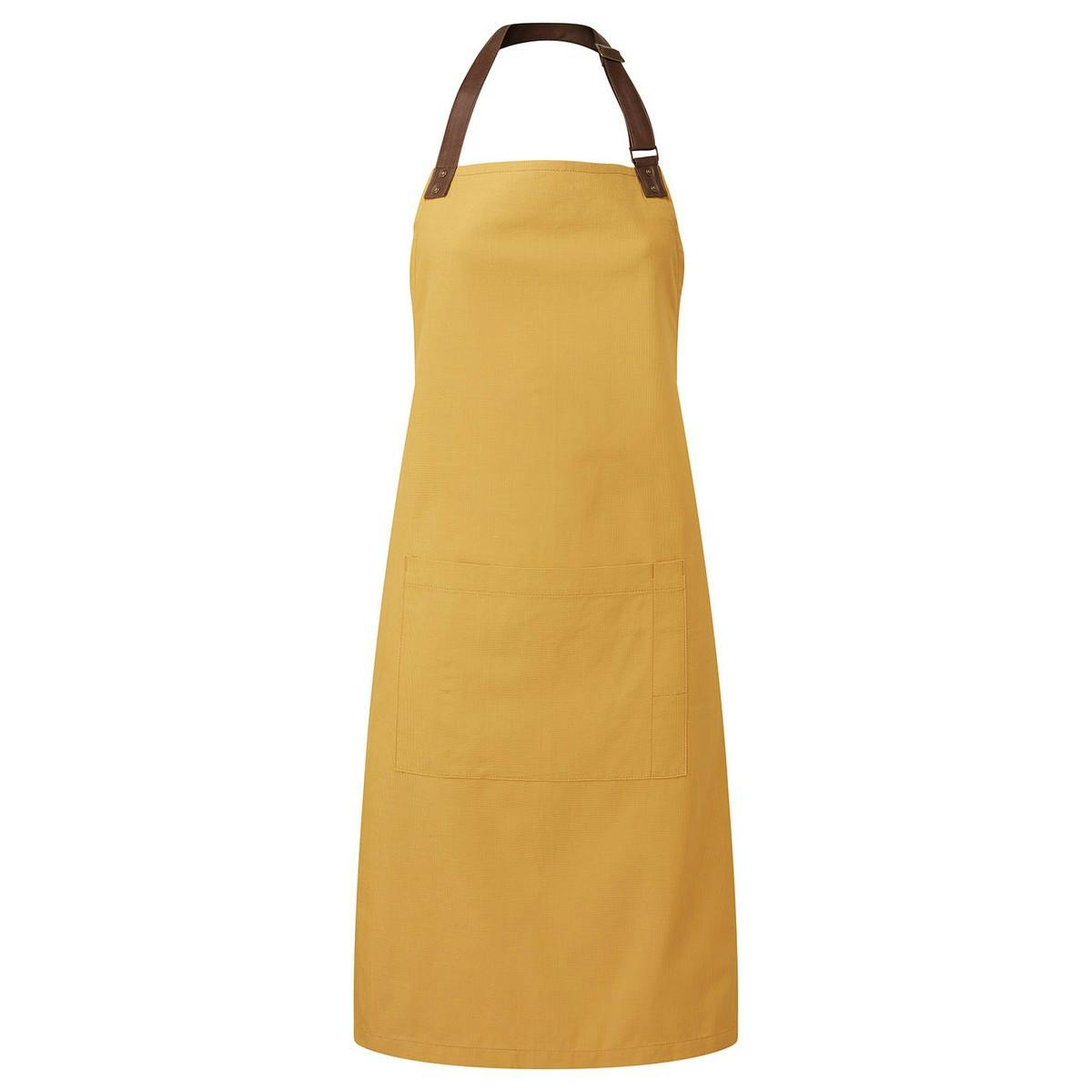 Premier (One Size, Mustard) Unisex Adult Annex Oxford Faux Leather Bibbed Full Apron - Image 3