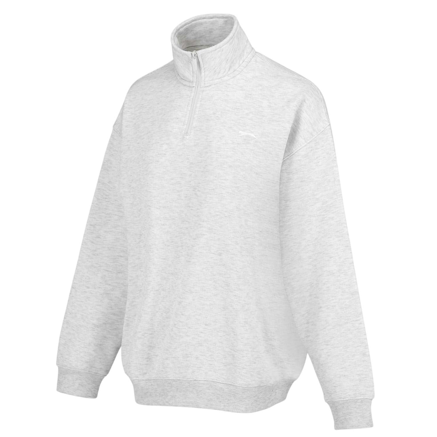 Slazenger Women's Quarter Zip Oversized Sweatshirt - Ice Marl Marl - 12 Uk - Ice Marl Marl - 65% Polyester/35% Cotton