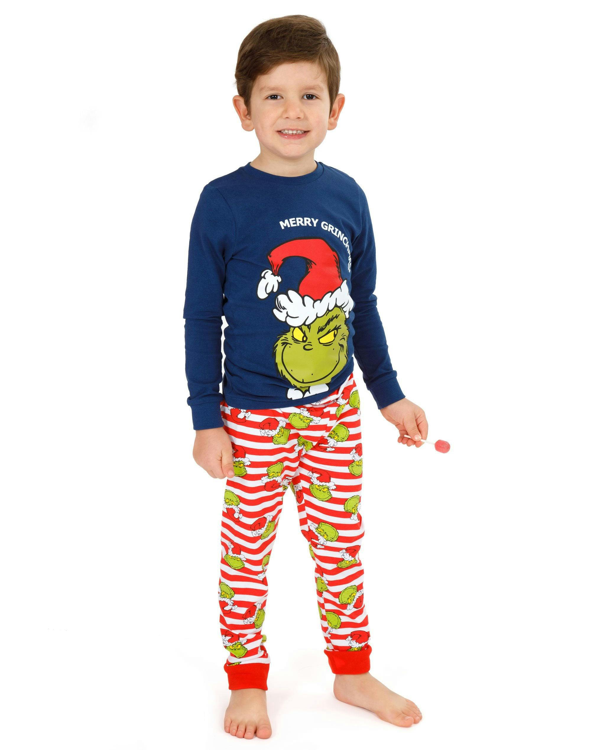 Vanilla Underground Boys Blue The Grinch Merry Grinchmas Long Sleeve Long Leg Pyjama Set - 7-8 Years