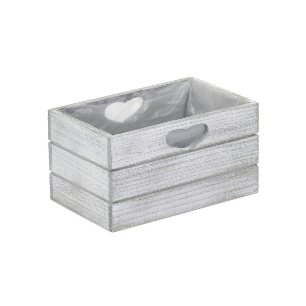 Red Hamper Whitewash Effect Wooden Planter With Plastic Lining