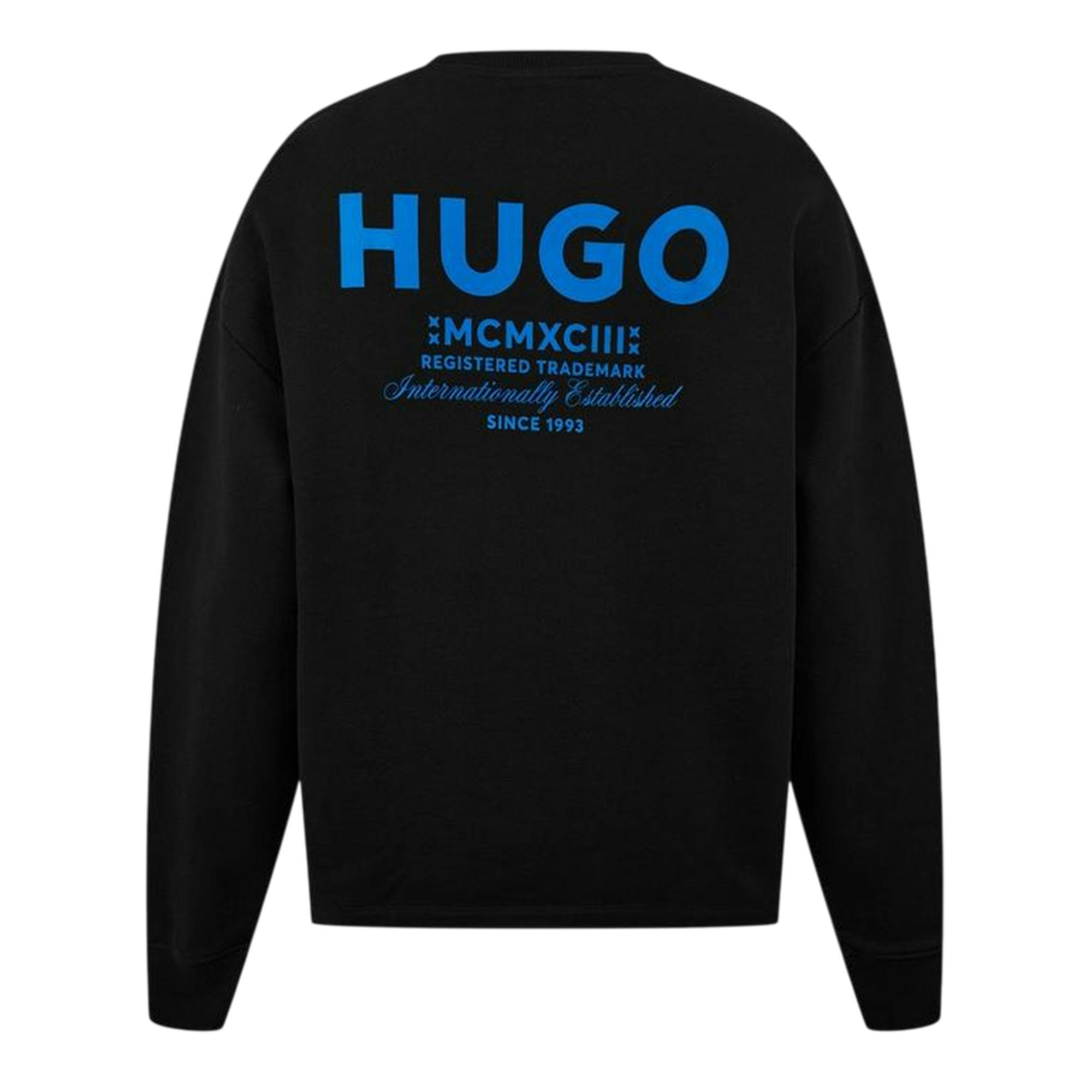 Hugo Men's Black/Blue Logo Sweatshirt - L - 100% Cotton