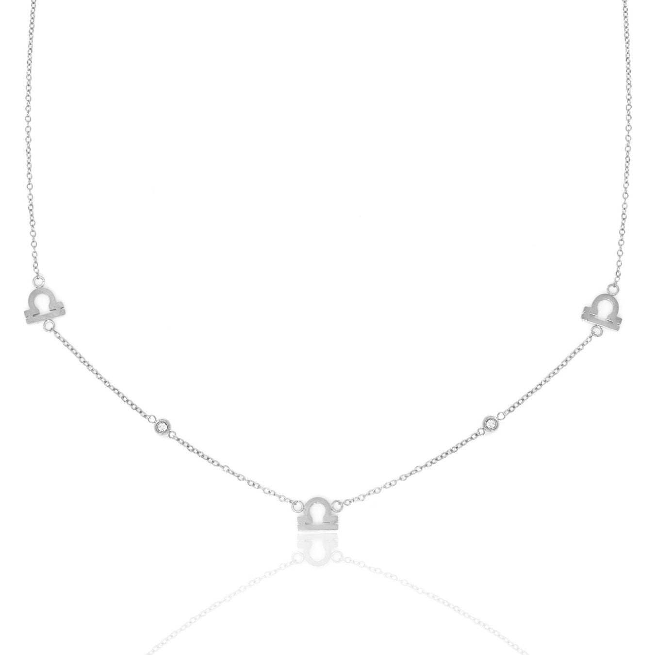 Say It With Silver/Yellow/Gold Libra Necklace With Cz Stones - Plated