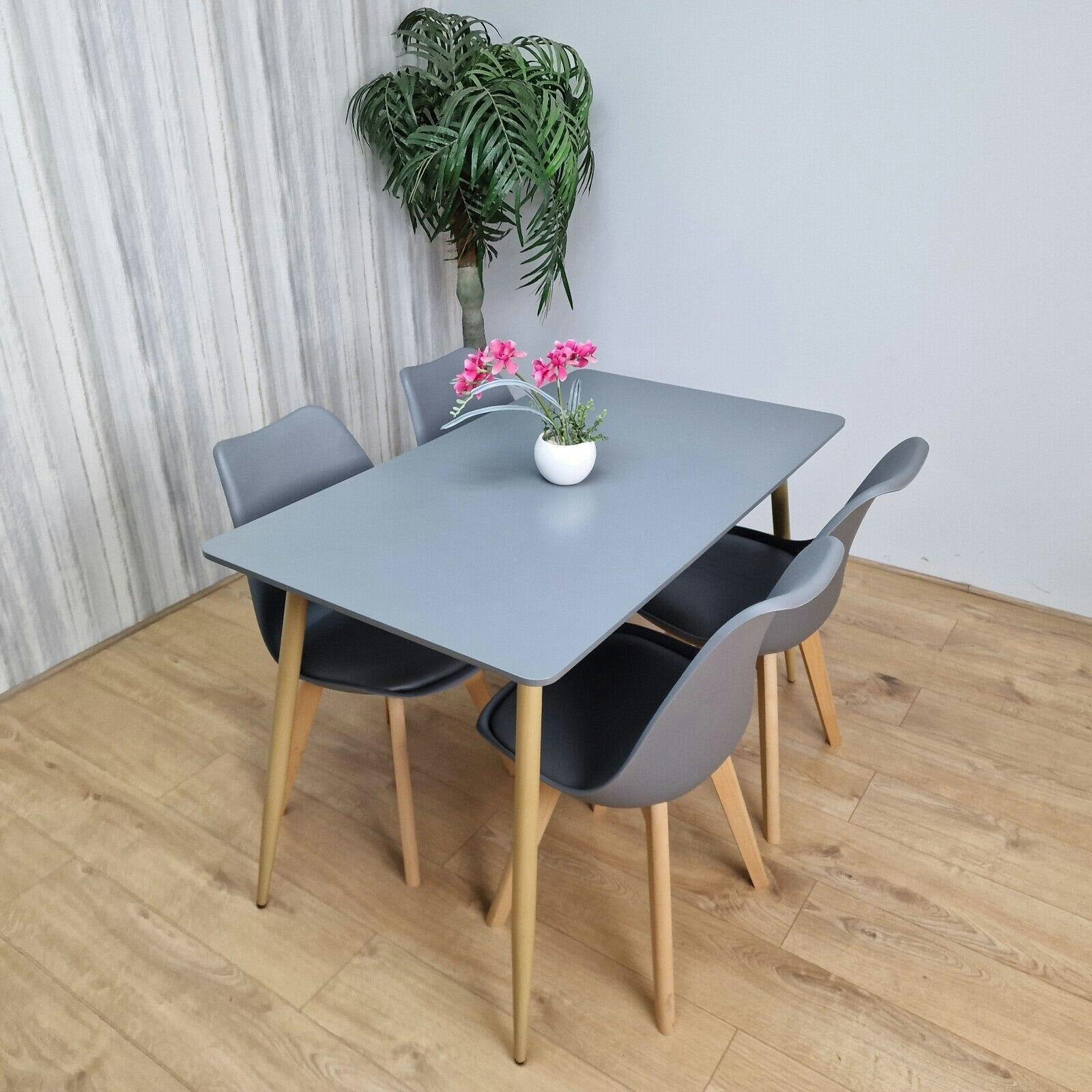Kosy Koala Grey Kitchen Dining Table With 4 Tulip Padded Chairs Table Set Of 4 In - Image 4