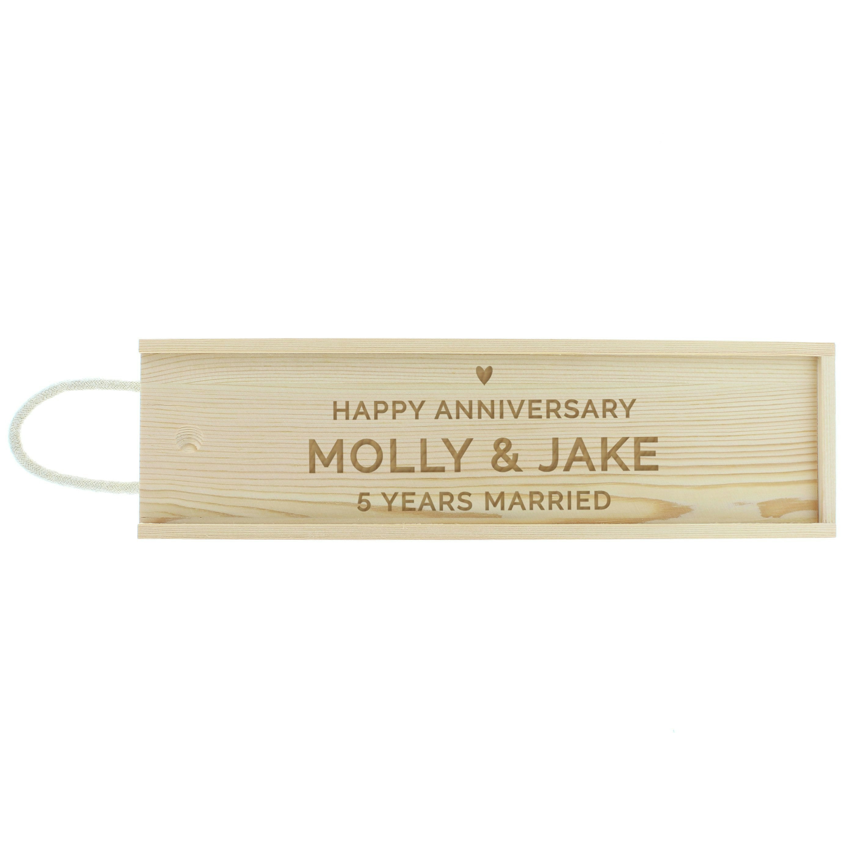 Personalised Memento Company Grain Personalised Wooden Wine Bottle Box