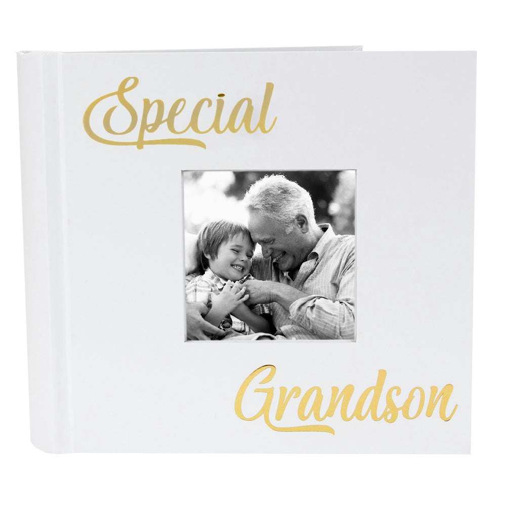 Rackhams Gold Modern Special Grandson Photo Album With Foil Text - Holds 80 4X6 Pictures