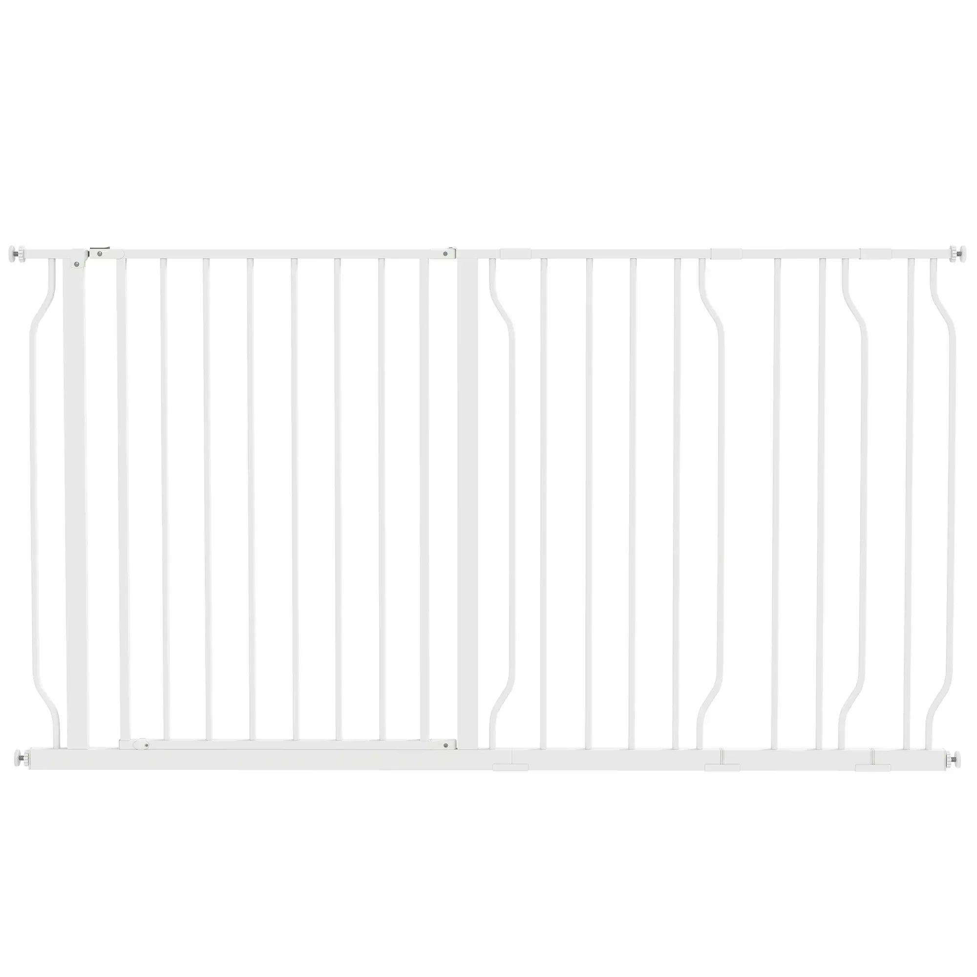 Pawhut White Dog Gate Wide Stair Gate W/ Door Pressure Fit Pets Barrier For Doorway, Hallway, 76H X 75-145W Cm - Image 7