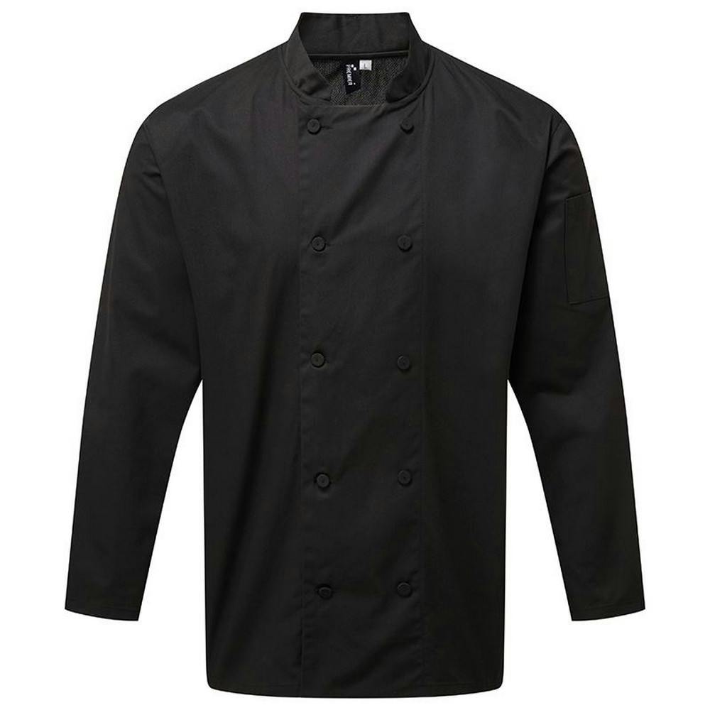 - Premier Unisex Adults Chefs Coolchecker Long Sleeve Jacket - Image 2