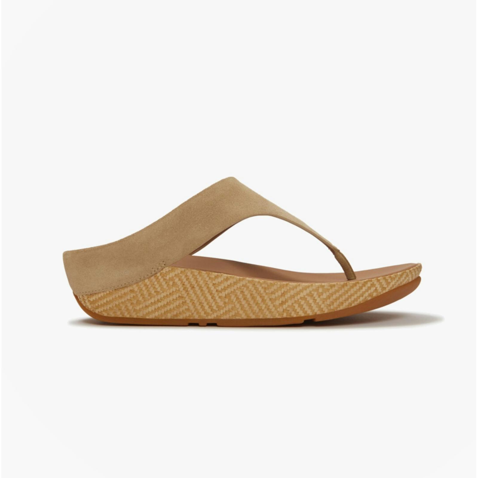 Fitflop Women's Brown Lulu Lux Graphic Toe-Post Sandals Cappuccino - Uk 8