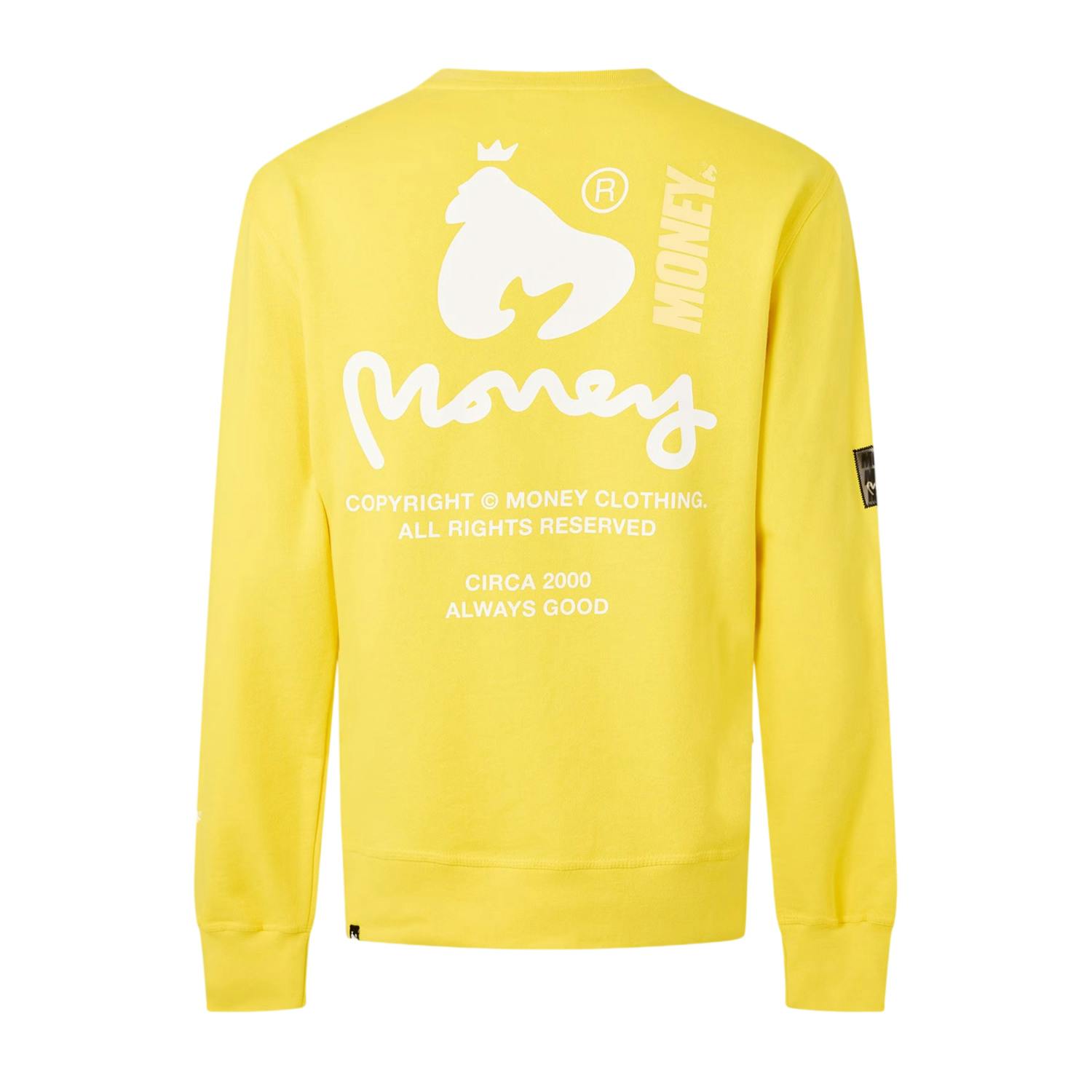 Money Men's Yellow Copyright Crew Neck Sweatshirt