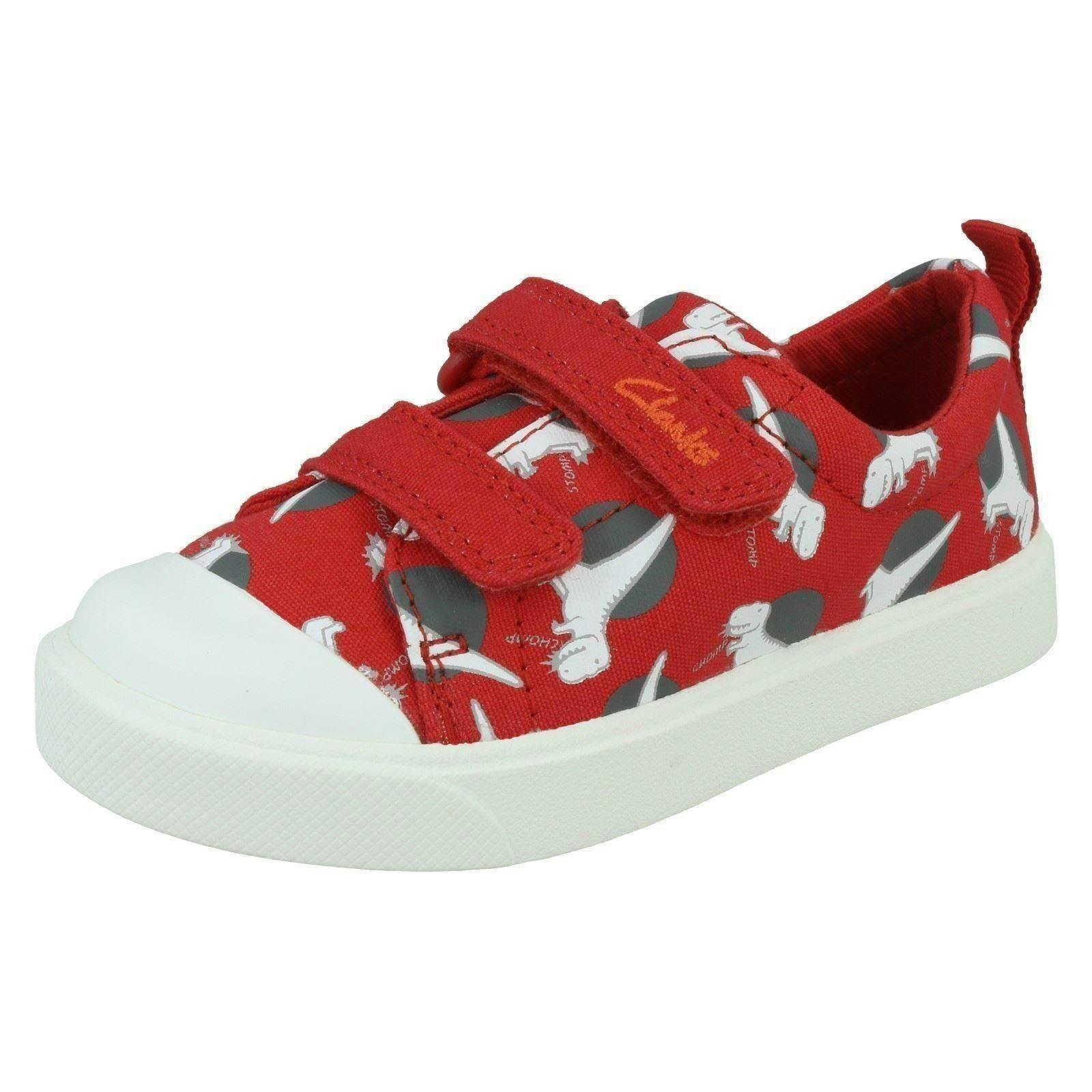Clarks Boys Red Variety Detailed Canvas Shoes City Bright - Interest - Uk 4 Infant - G