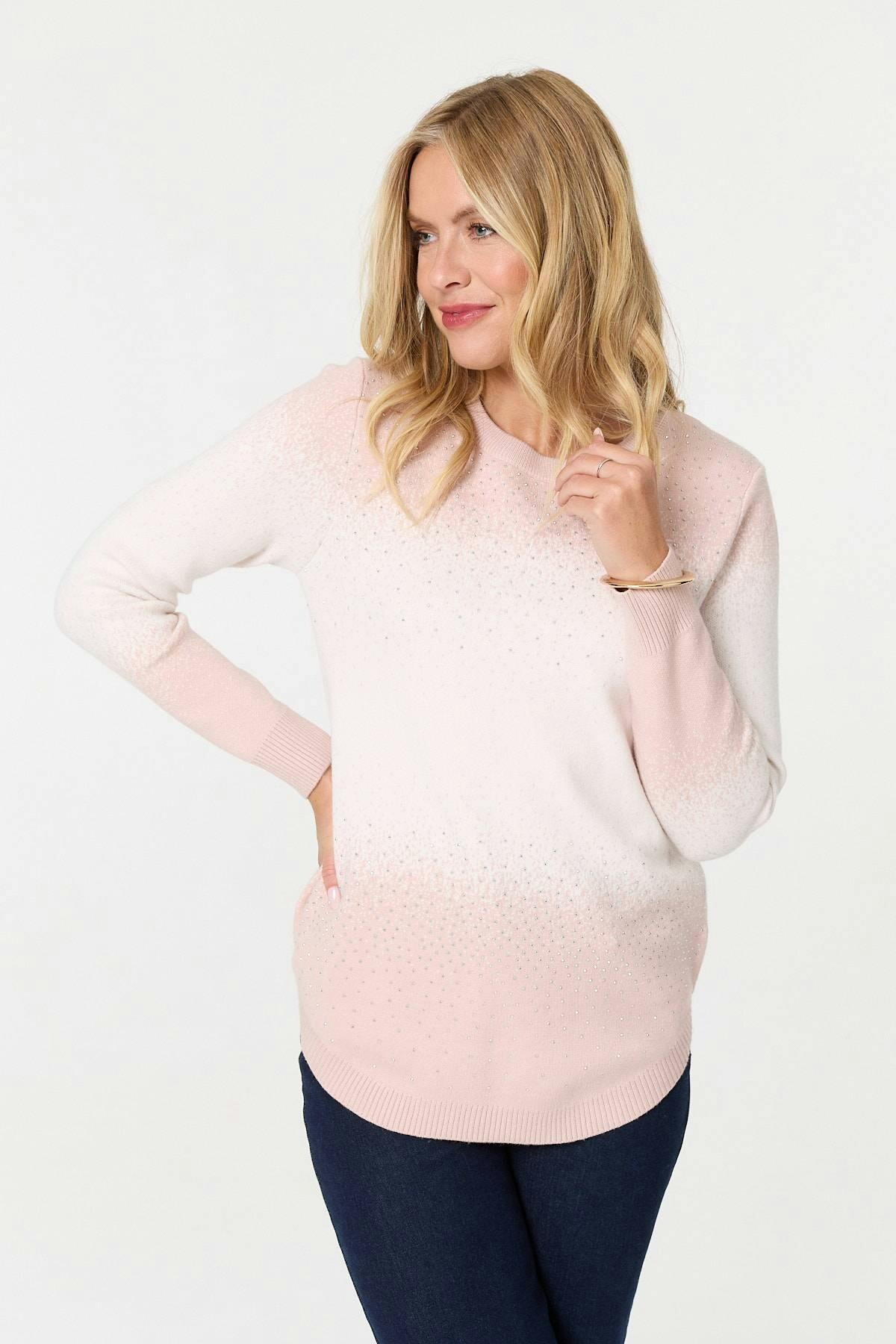 Izabel London Pink Printed Long Sleeve Curve Hem Top - 10
