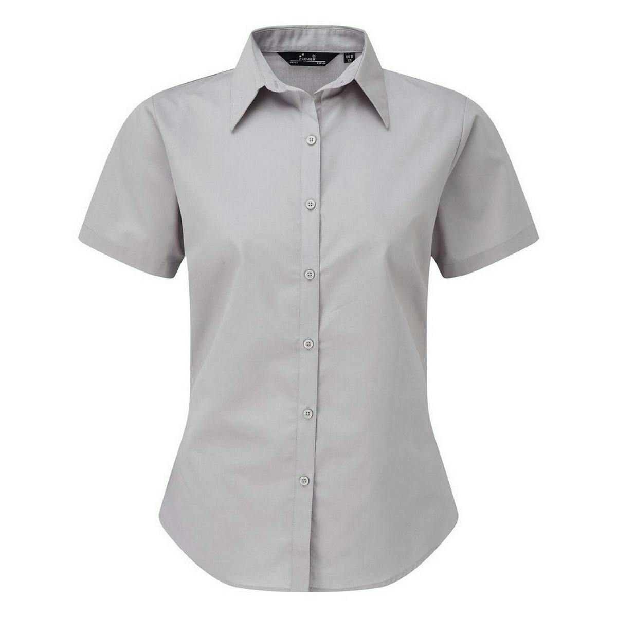 Joom Premier Women's Silver Short Sleeve Poplin Blouse / Plain Work Shirt Cm - Image 3
