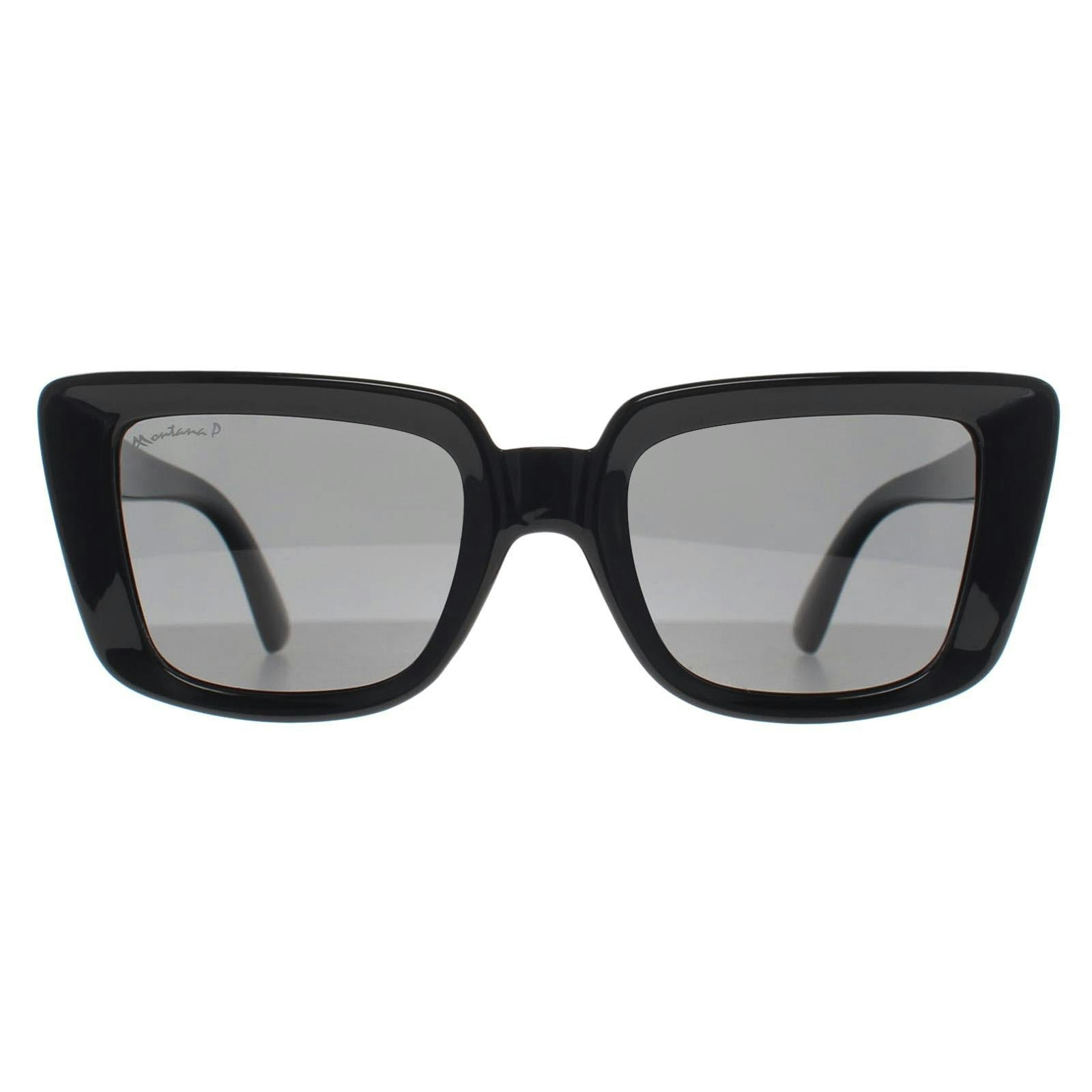 Montana Women's Black Sunglasses Mp193 Shiny Smoke Polarised For