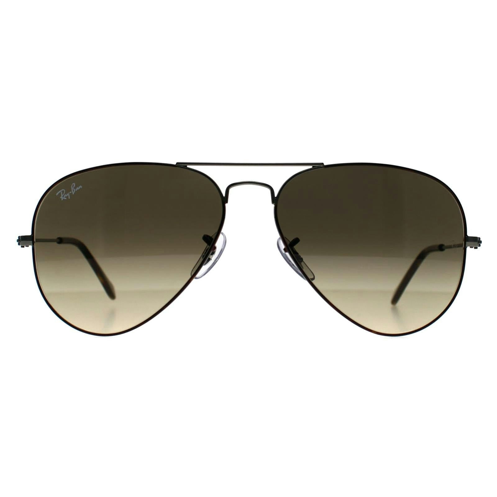 Ray-Ban Unisex Brown Aviator Polished Havana On Gunmetal Vintage Gradient Black Aviator 3025 - Image 3