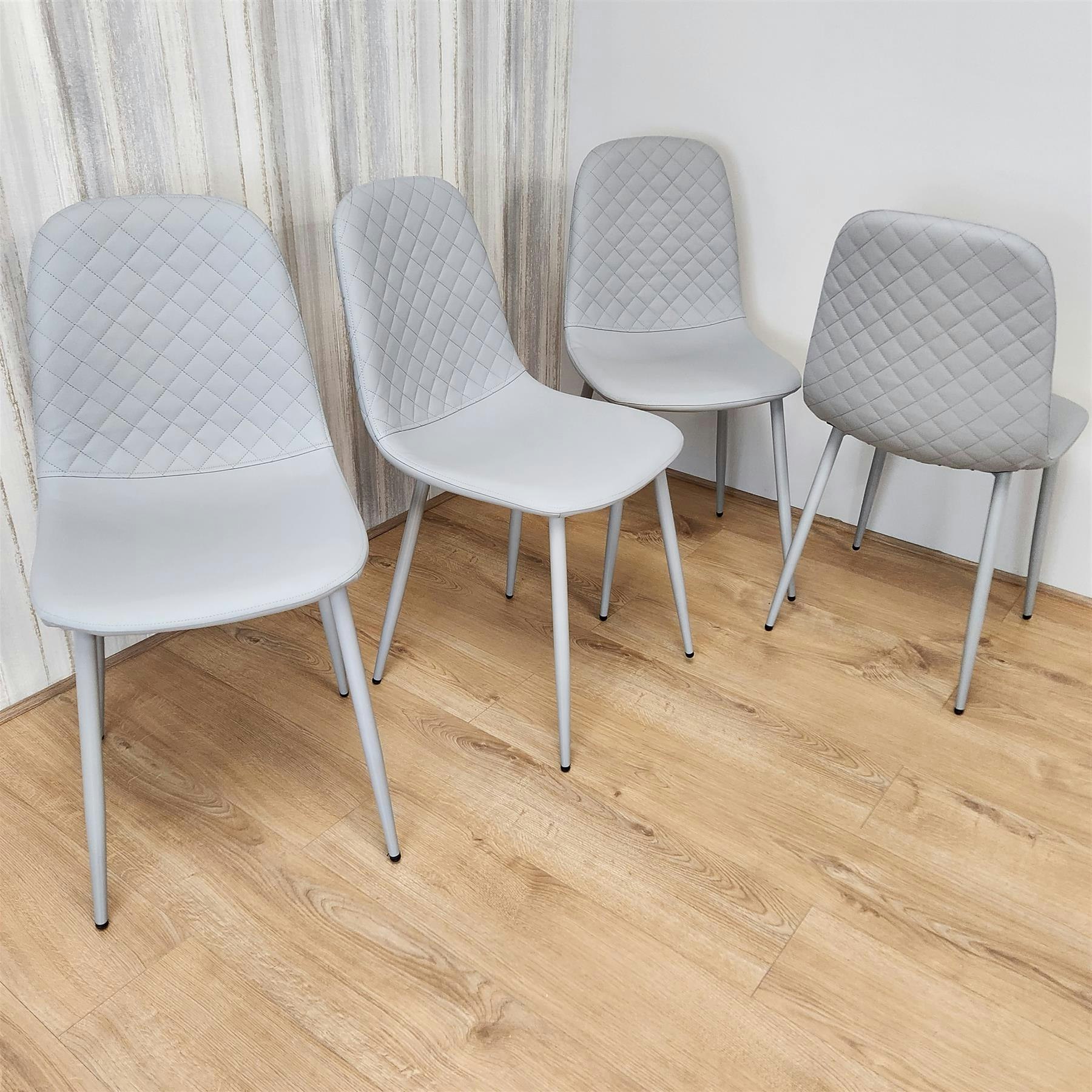 Kosy Koala Grey Dining Chairs Set Of 4 Leather Kitchen Chairs - Image 6