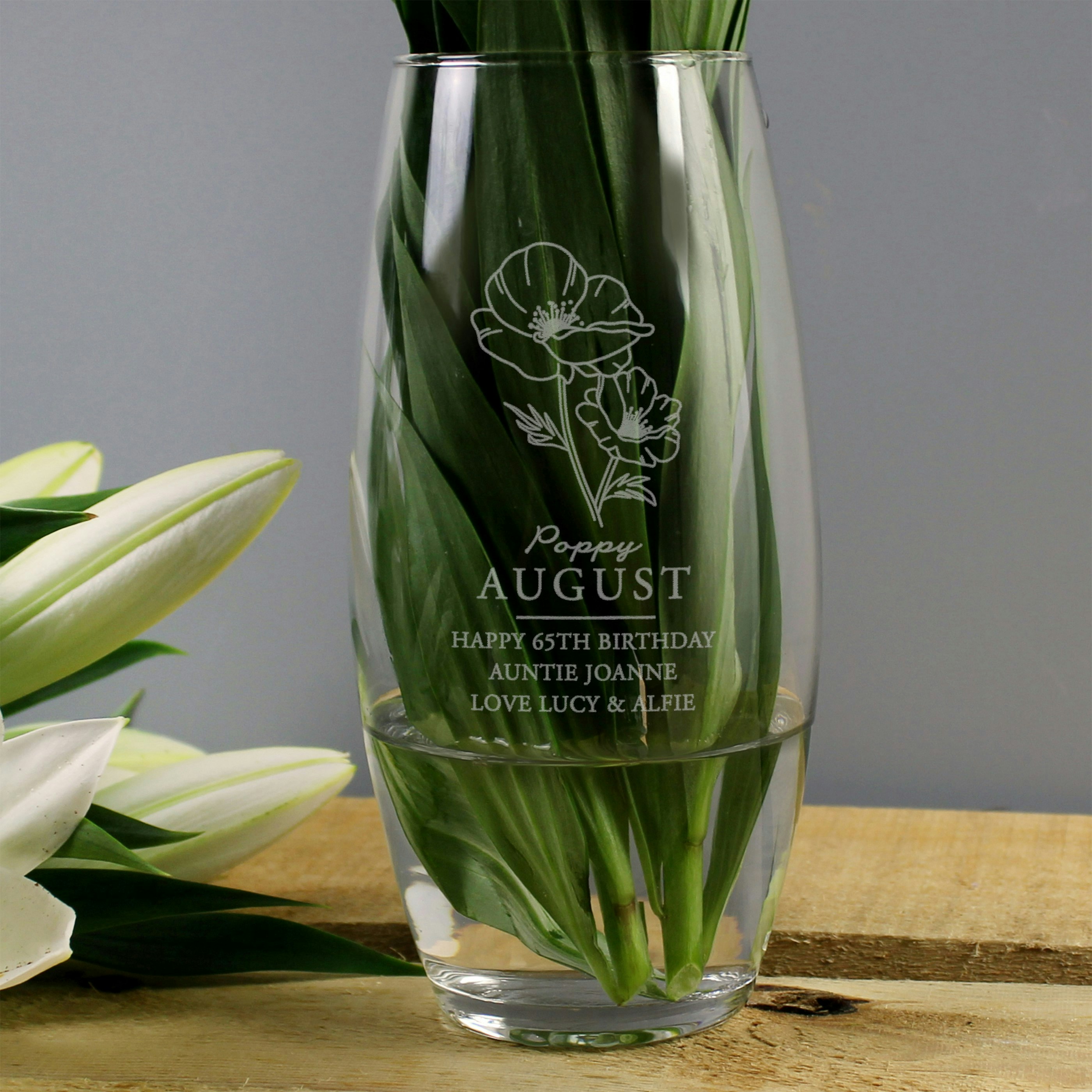 Rackhams Personalised August Birth Flower Bullet Vase
