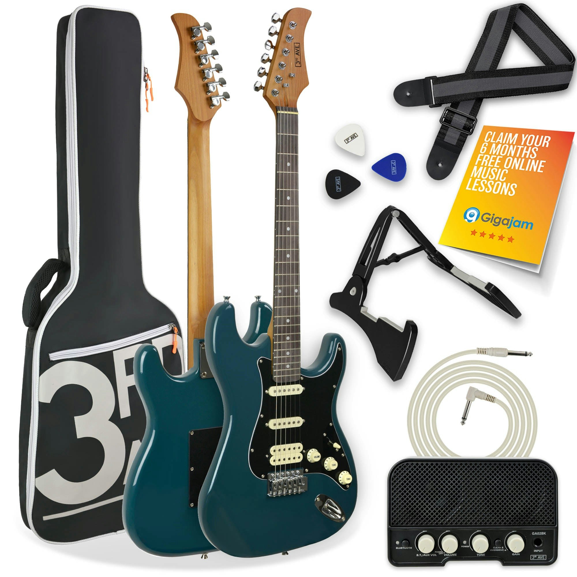 3Rd Avenue Blue Stateside Series Electric Guitar Pack - Delta