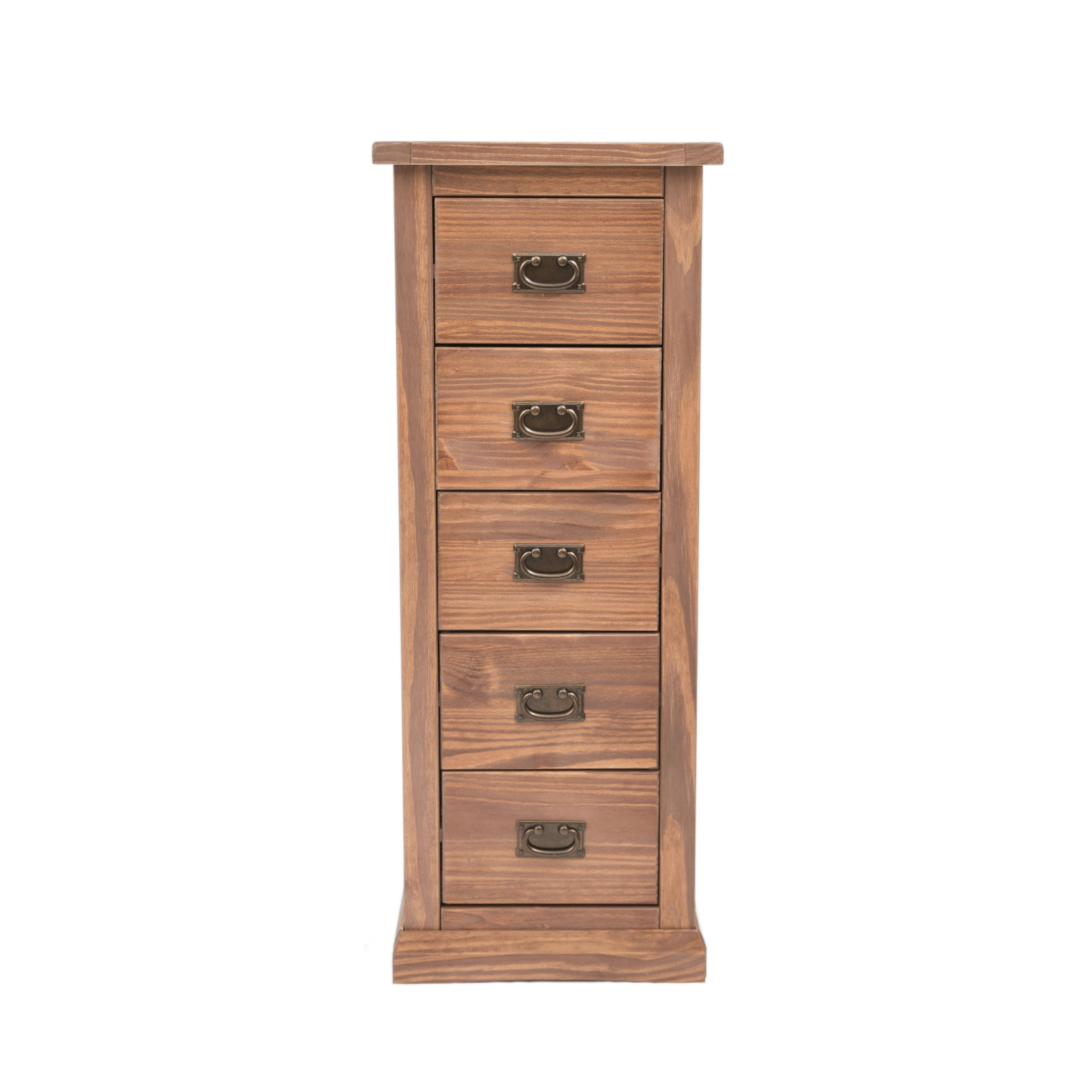 Cabinet Bits Brown Tirolo 5 Drawer Narrow Chest Of Drawers Bras Drop Handle