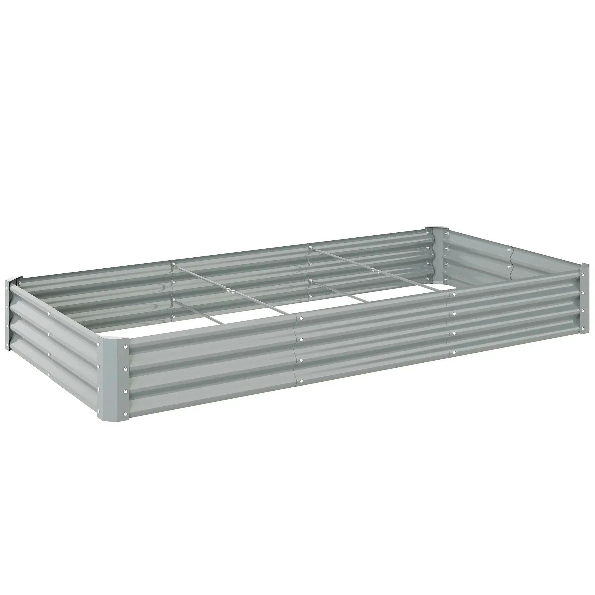 Outsunny Silver Galvanised Raised Garden Bed, 240X120x30cm Raised Bed, - Image 6