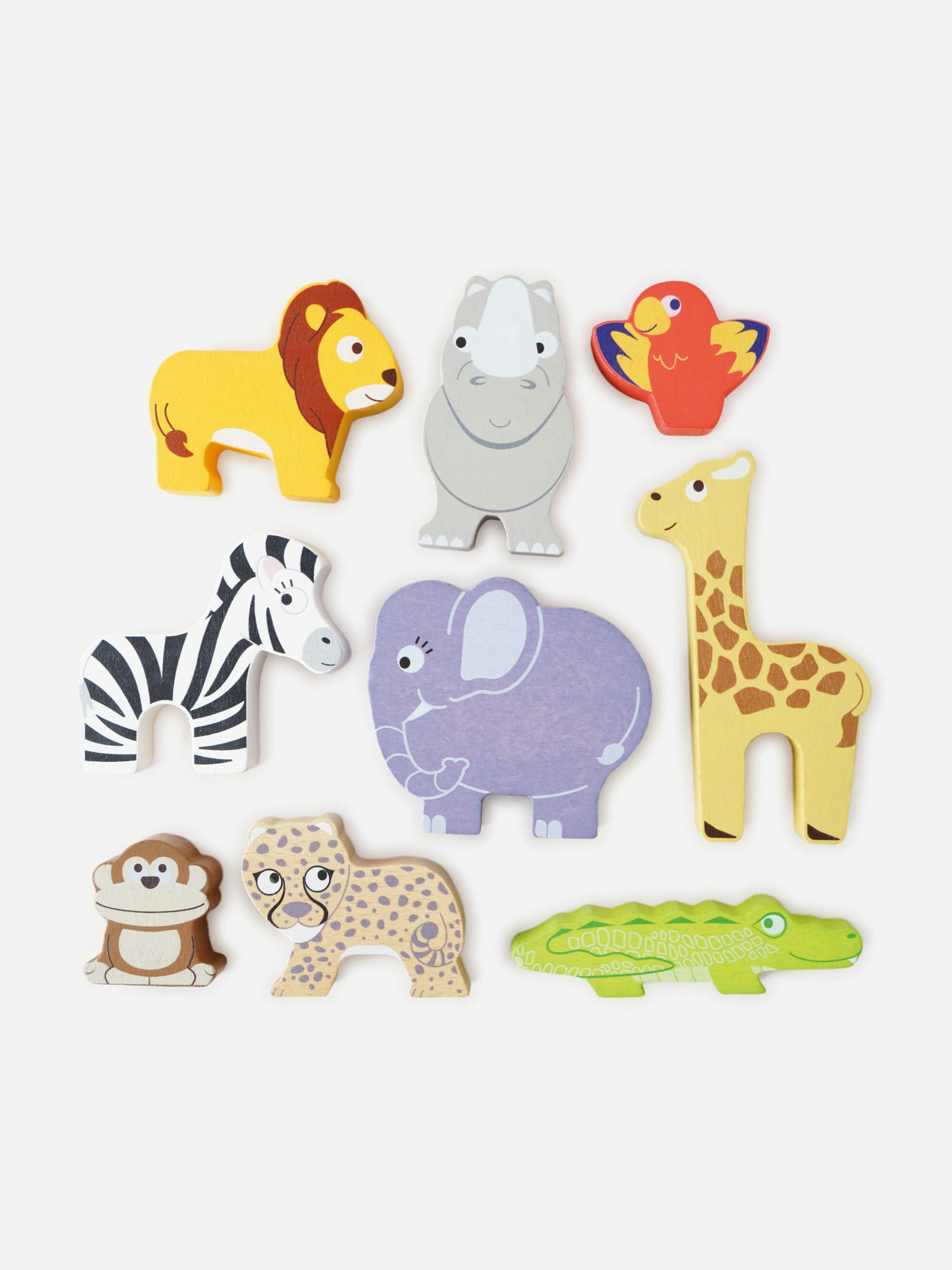 Le Toy Van Africa Stacking Animals & Bag-10 Piece (W:7 X D:2 X H:6cm) - Multicoloured - One Size