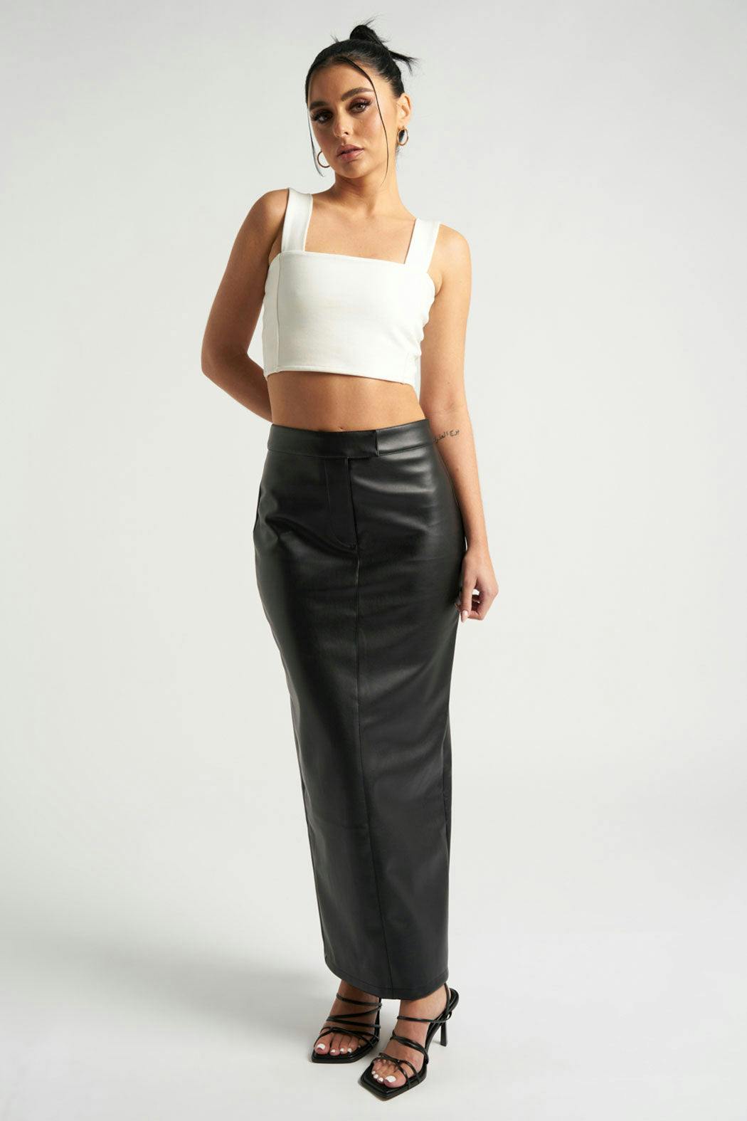 Urban Bliss Black Maxi Pu Skirt - 14