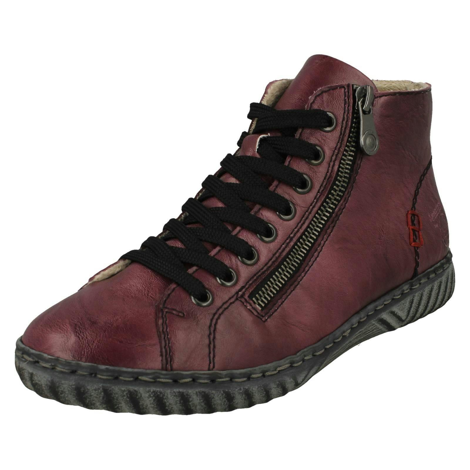 Rieker Women's Red Fleeced Lined Ankle Boots N0921 - Uk 4