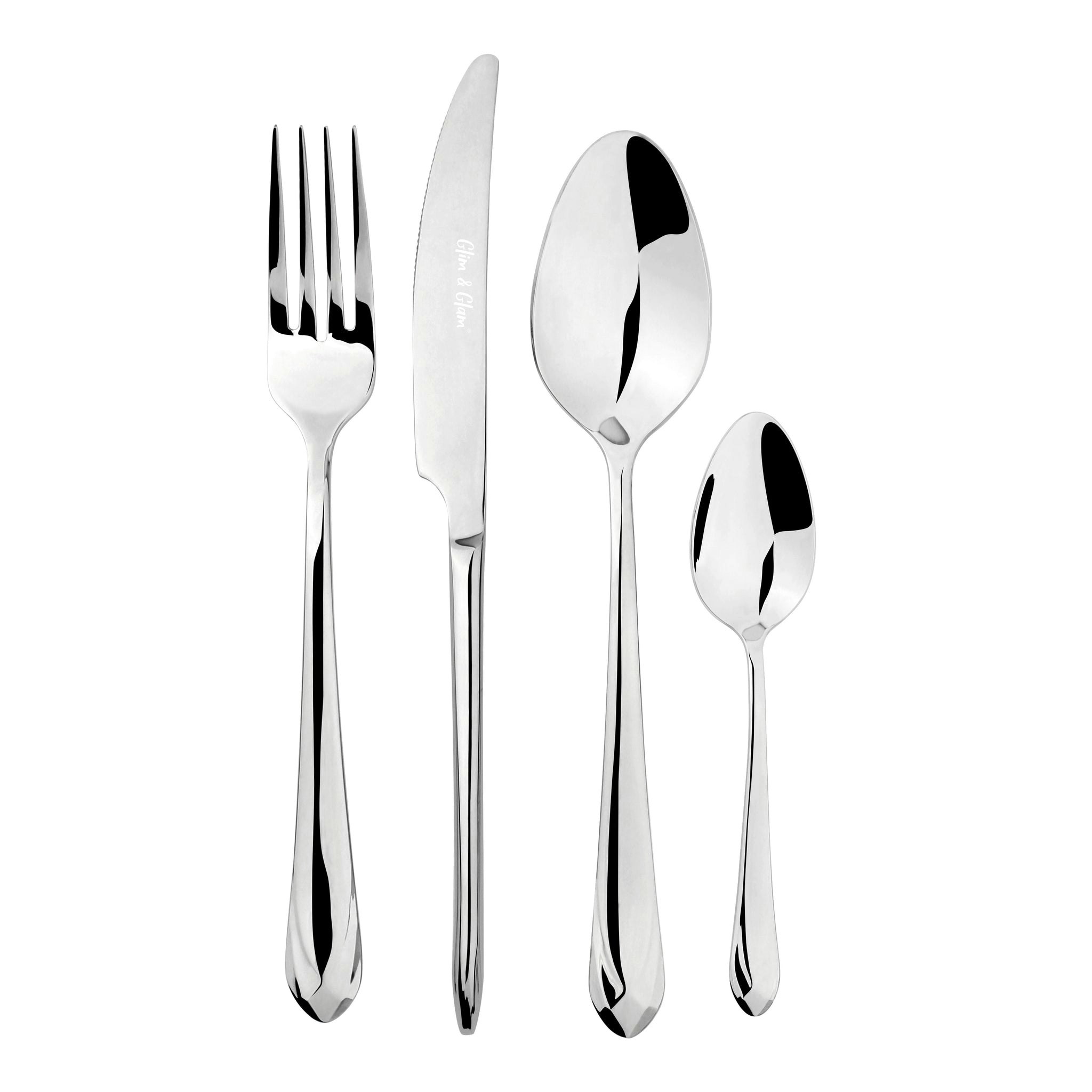 Rackhams Cutlery Sets 18/8 Stainless Steel 24Pc Set Versailles - Chrome - Stainless Steel