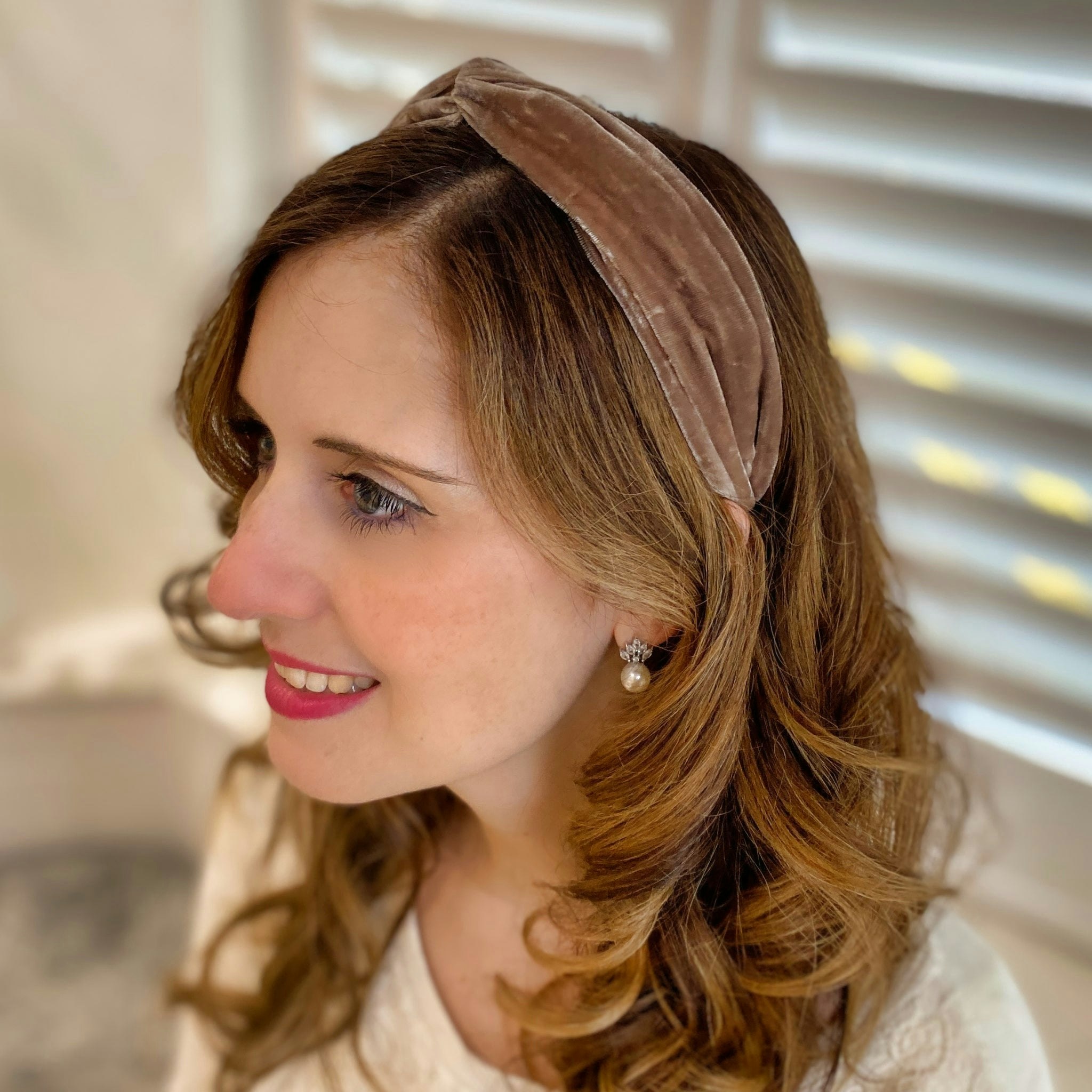 Queenmee Accessories Brown Headband Velvet Headband Knot Hair Band