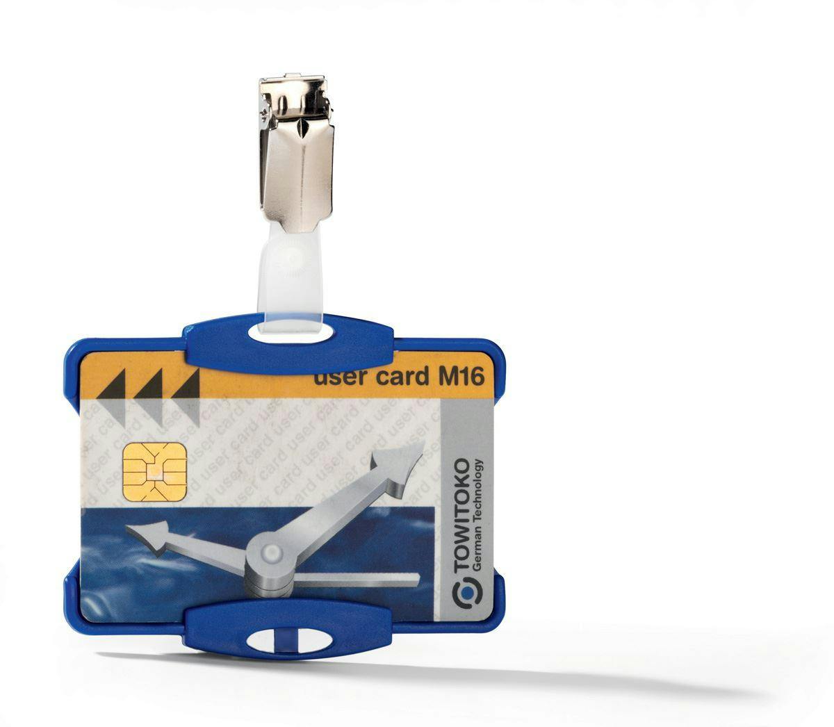 Durable Blue Security Pass Plastic Id Badge Card Holders With Clip | 25 Pack |