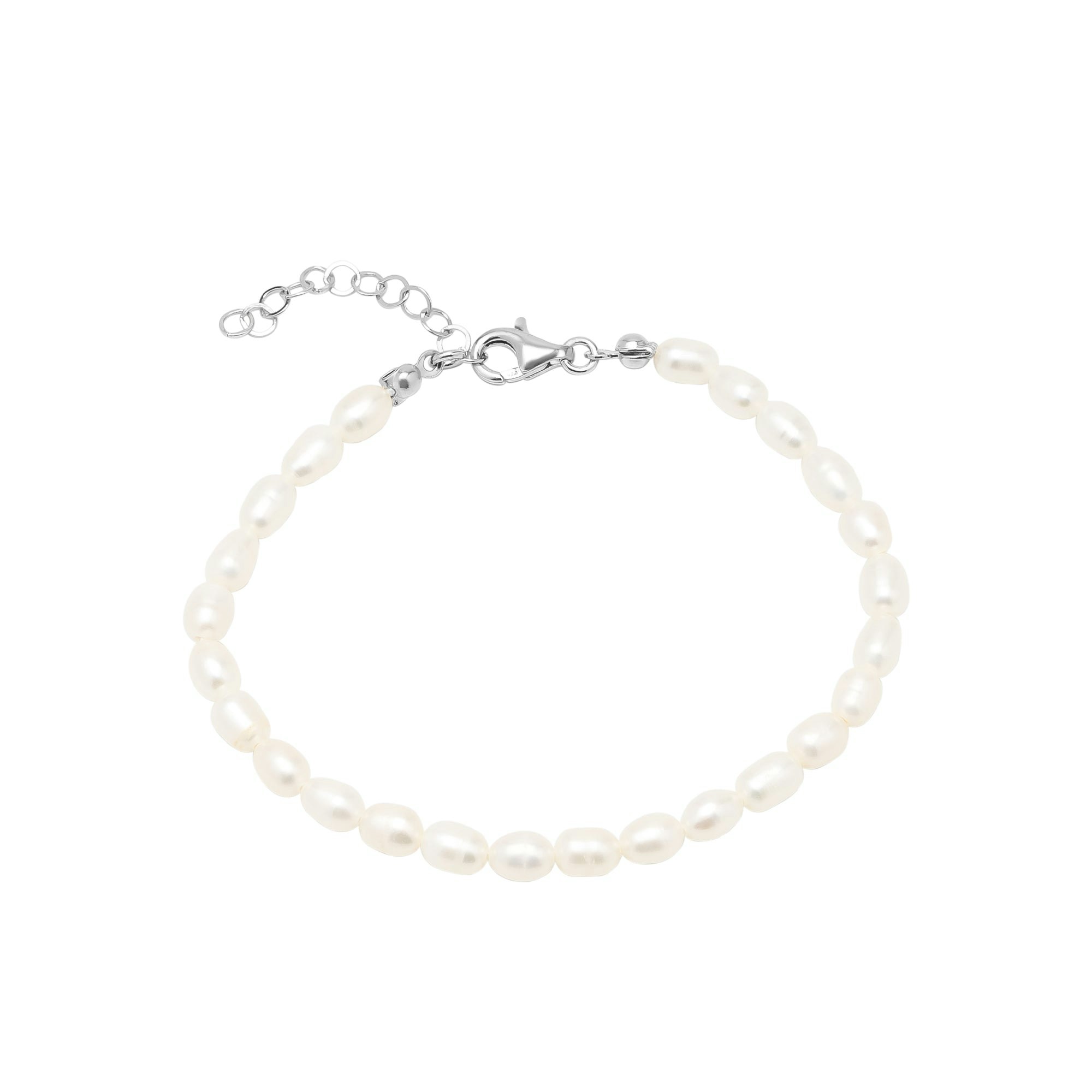 Spero London Silver Natural Freshwater Real Seed Pearl Strand Bracelet