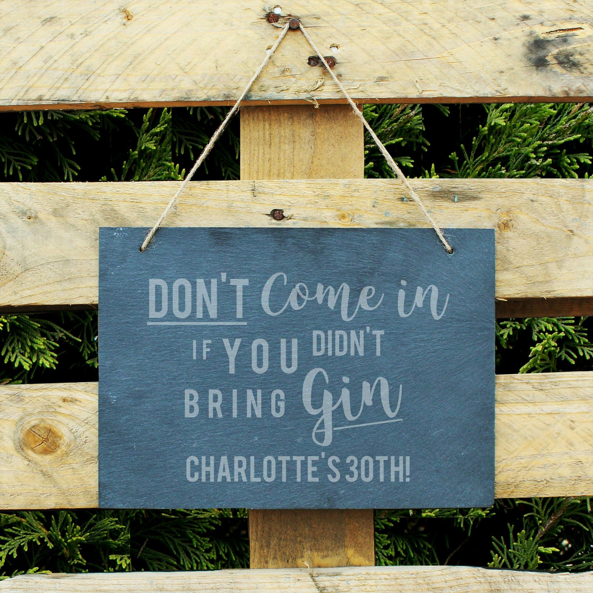 Personalised Memento Company Personalised Gin Large Hanging Slate Sign
